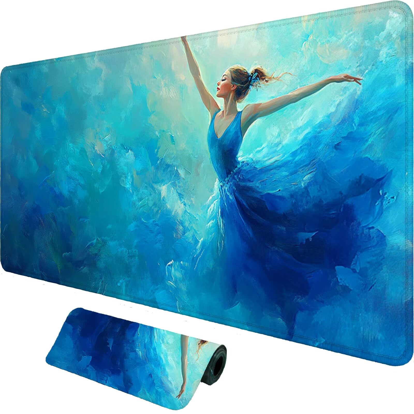 Tappetino Mouse Gaming XXL 1200x600x3mm,Tappetino Mouse Balletto Design con Bordi Cuciti,Ragazza Mouse Pad Gaming Accessori Migliora Precisione e Velocità,Extended Keyboard Pad per Scrivania,o-2017