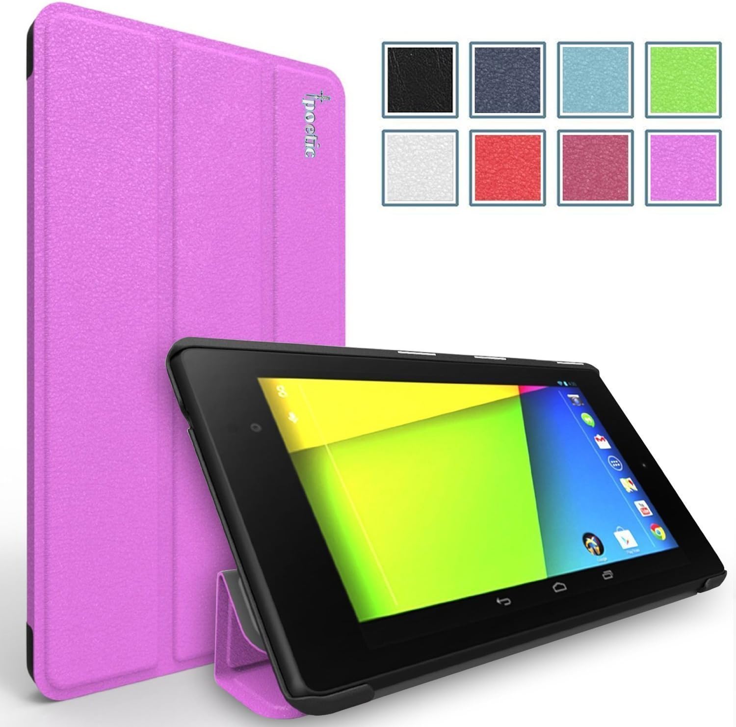 Google Nexus 7 2013 Case - Poetic Google Nexus 7 2013 Case [Slimline Series] - [Lightweight] [Ultra-slim] PU Leather Slim-Fit Trifold Cover Stand Folio Case for Google Nexus 7 2nd Gen 2013 Lavender