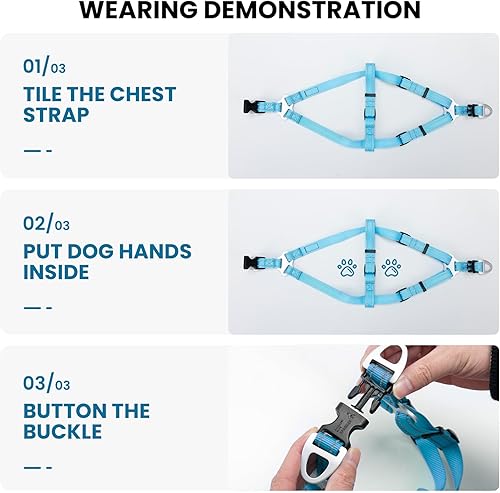 Miniatura 7 de EXCELLENT ELITE SPANKER Arnés sin tirones ajustable de nailon fácil de poner, chaleco para mascotas, correa para el pecho con reflectante y anillo