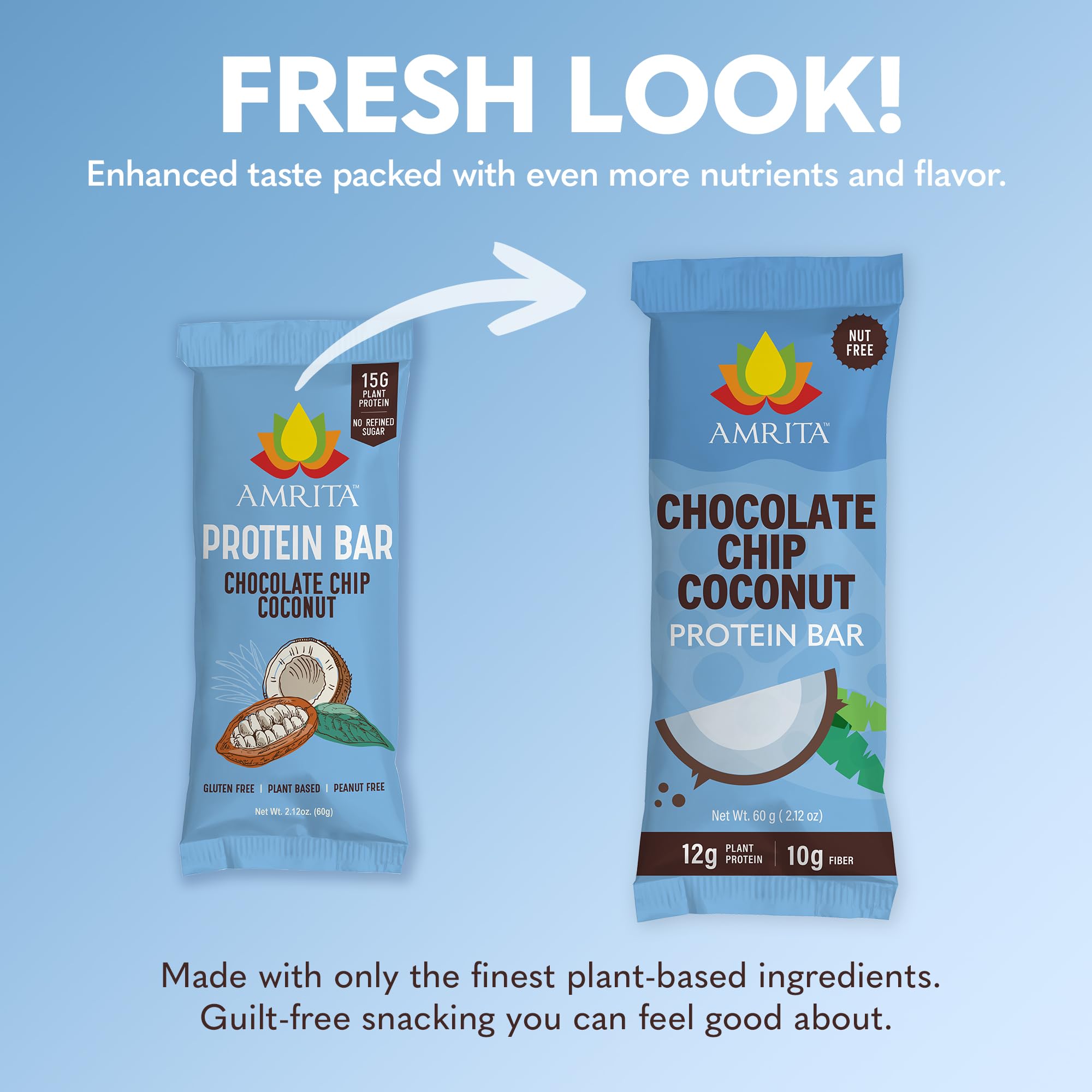 Amrita Health Foods Paleo-friendly Nutrition Bar, Protein Bar Alta Con 15G proteine, vegan Approvato, Senza glutine, Dairy-Free, soia libero, pacchetto gocce di cioccolato di noce di cocco