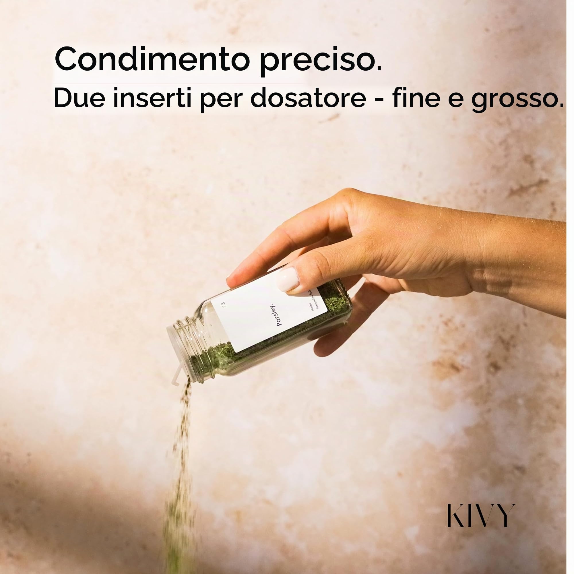KIVY Portaspezie con barattoli, con 24 barattoli per spezie con etichette, larghezza regolabile, organizer per spezie, cassetto per spezie, contenitore per spezie, cassetto