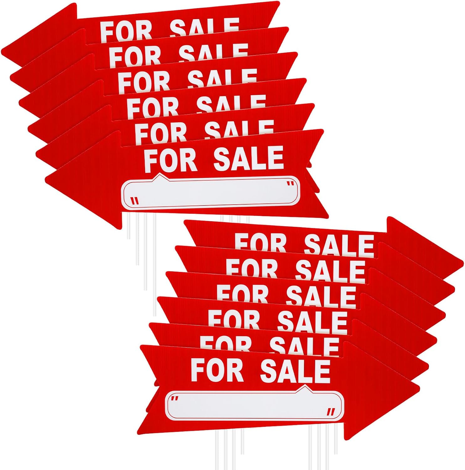 Barydat 12 Pcs for Sale Yard Signs with Stakes Plastic Double Sided for Sale Garage Arrow Signs with Stand Outdoor 17 x 6 Inches