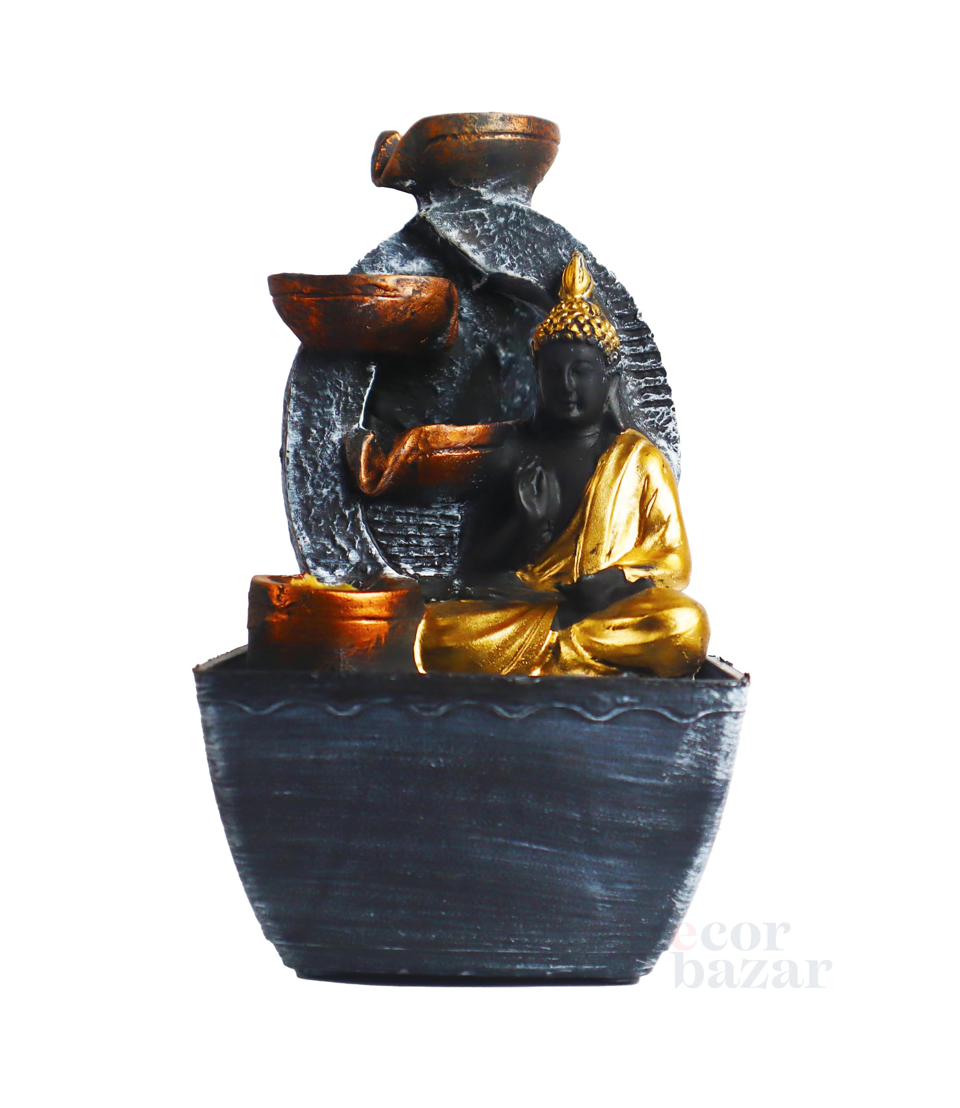 Decor Bazar Table Top Indoor Outdoor Water Fountain of Gautam Buddha with Led Lights for Living Room, Table Decor, Bedroom, Office/Home Decoration Multicolour, Resin (Style 1)-image-40