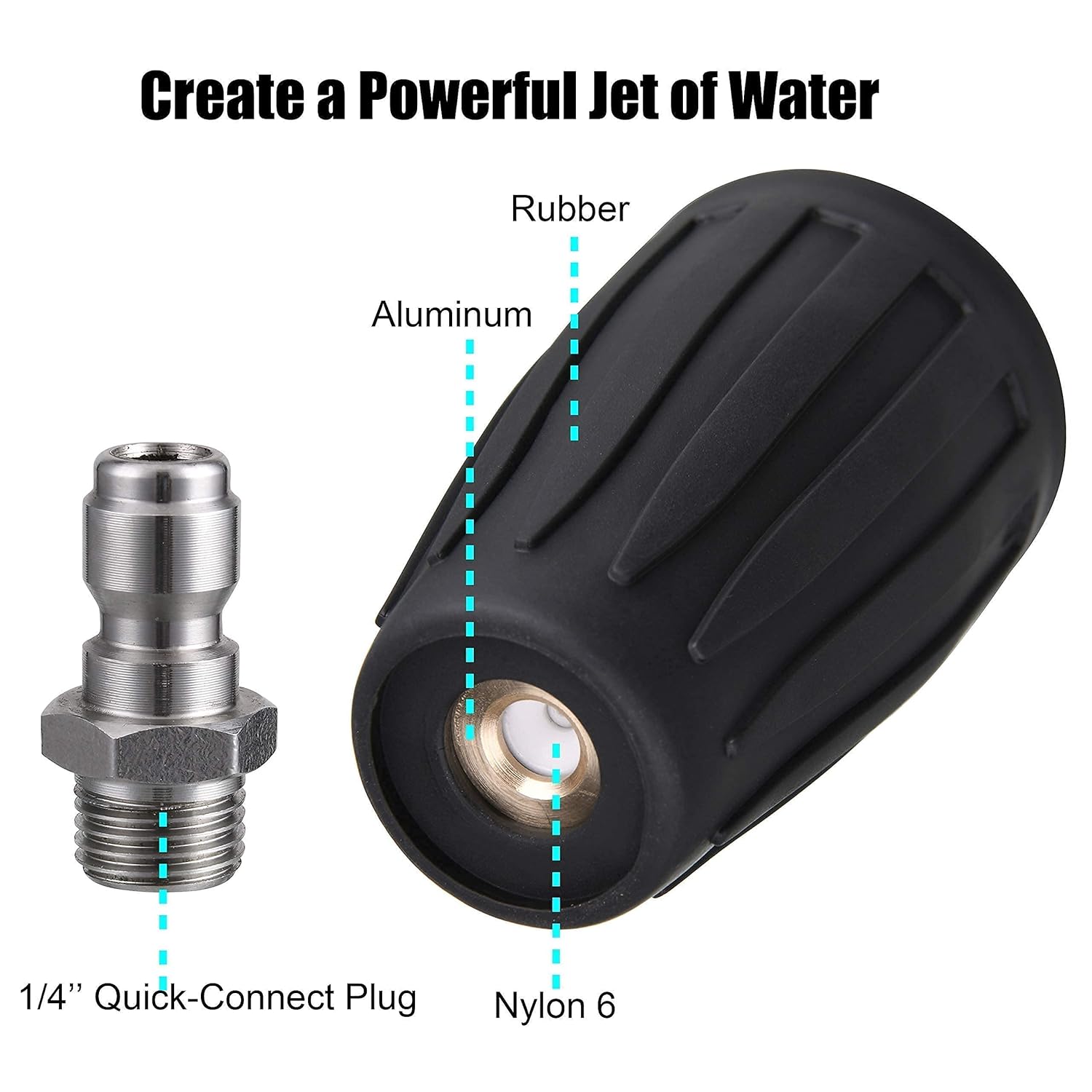 M MINGLE Turbo Nozzle for Pressure Washer, Pressure Washer Extension Wand, 1/4 Inch Quick Connect, 5 Nozzle Tips