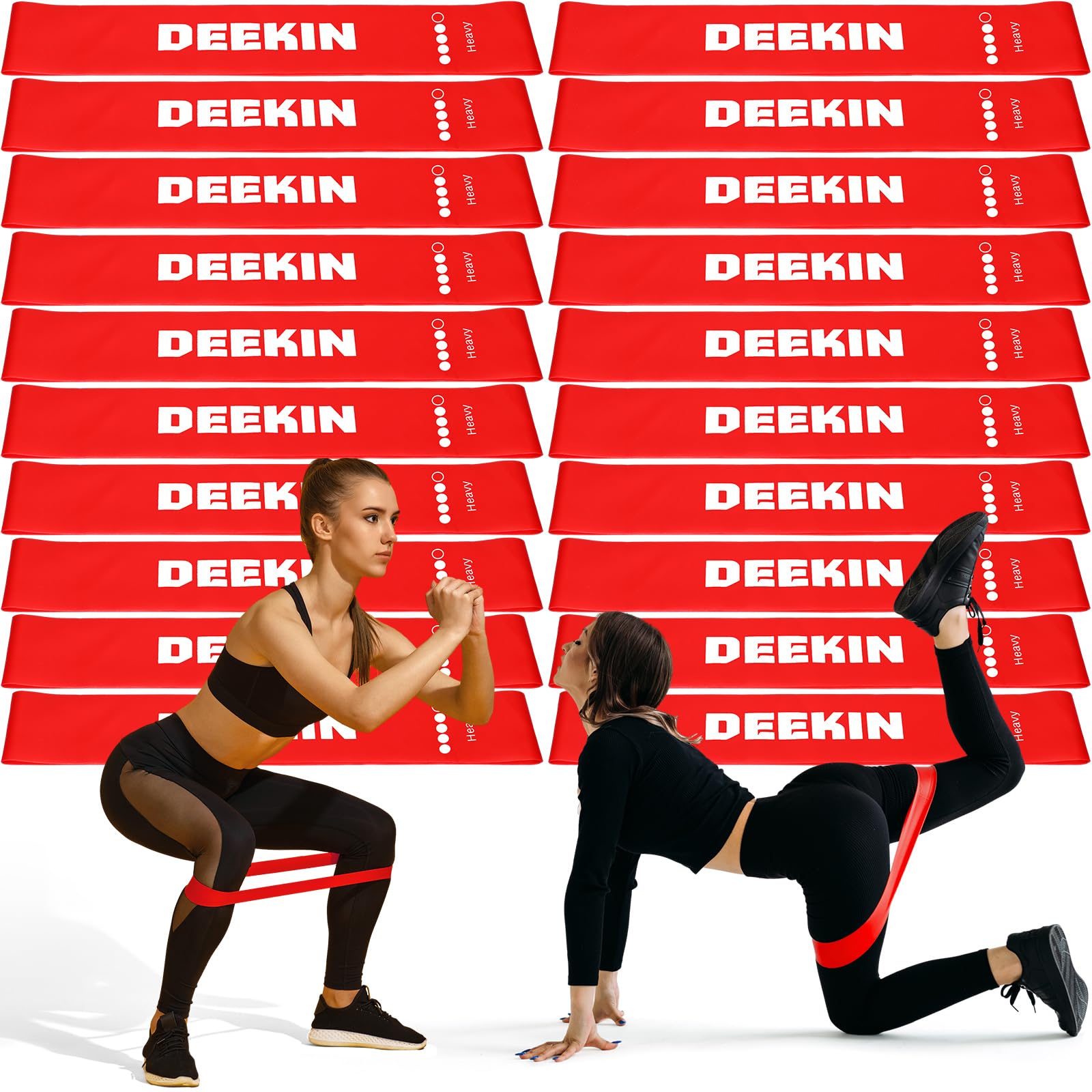 Deekin 20 Pcs Resistance Bands Resistance Loop Exercise Bands Exercise Equipment Elastic Drap Ring for Women and Men Home Fitness, Gym, Yoga(35-40 Lbs,Red) โ image 1