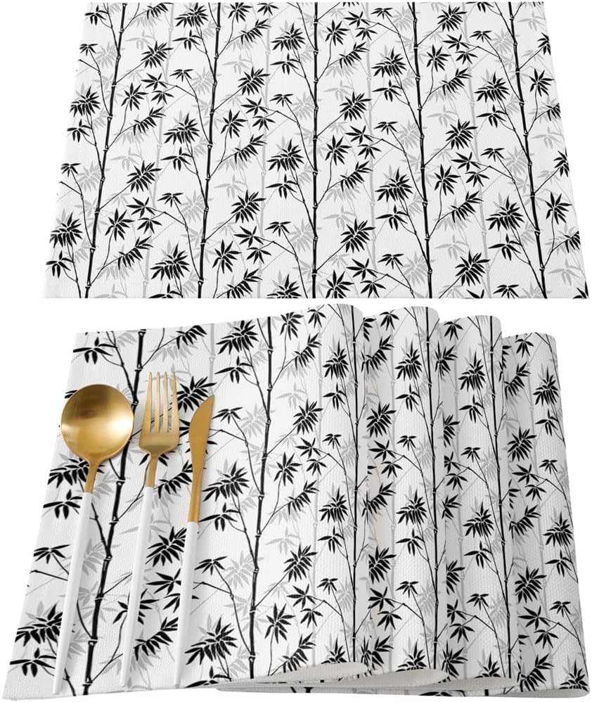 Texture Black Table Runners Holiday Wedding Decor Dinning Cover Christmas Decorations Cloth(4pcs Table mat)