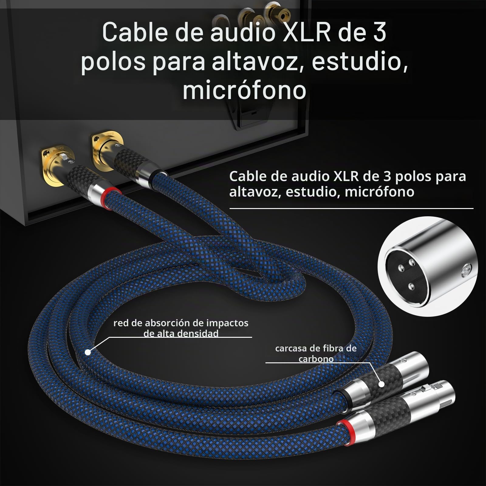 Tertullus High End XLR - Cable de audio (1 m, conector XLR macho a hembra, OFC XLR, estéreo, para CD, amplificador de potencia, altavoces de monitor, audífonos