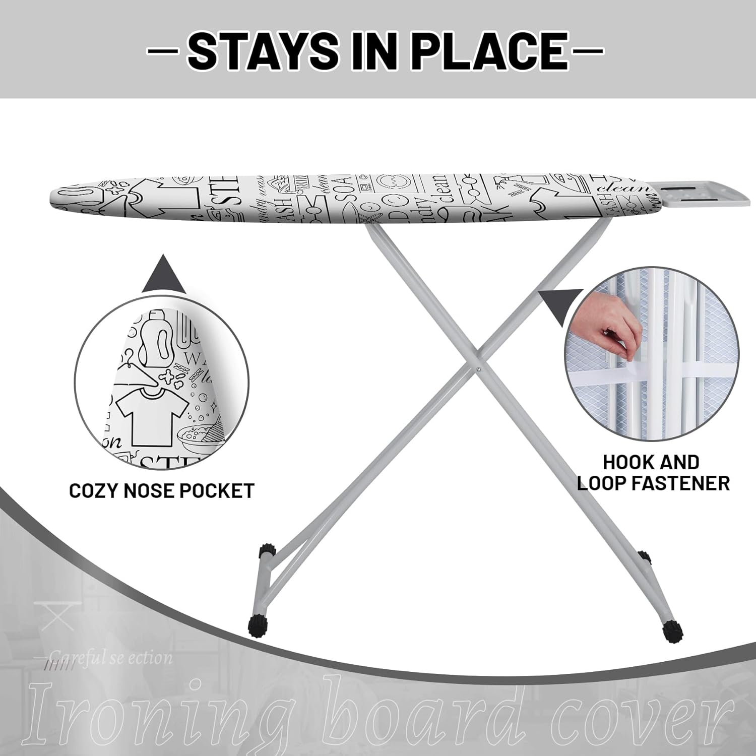 Extra Thick Ironing Board Cover and Pad, 15x54 Ironing Board Cover, Resist Scorching and Staining,Elastic Edges,Art of Life Iron Sew Laundry Wash