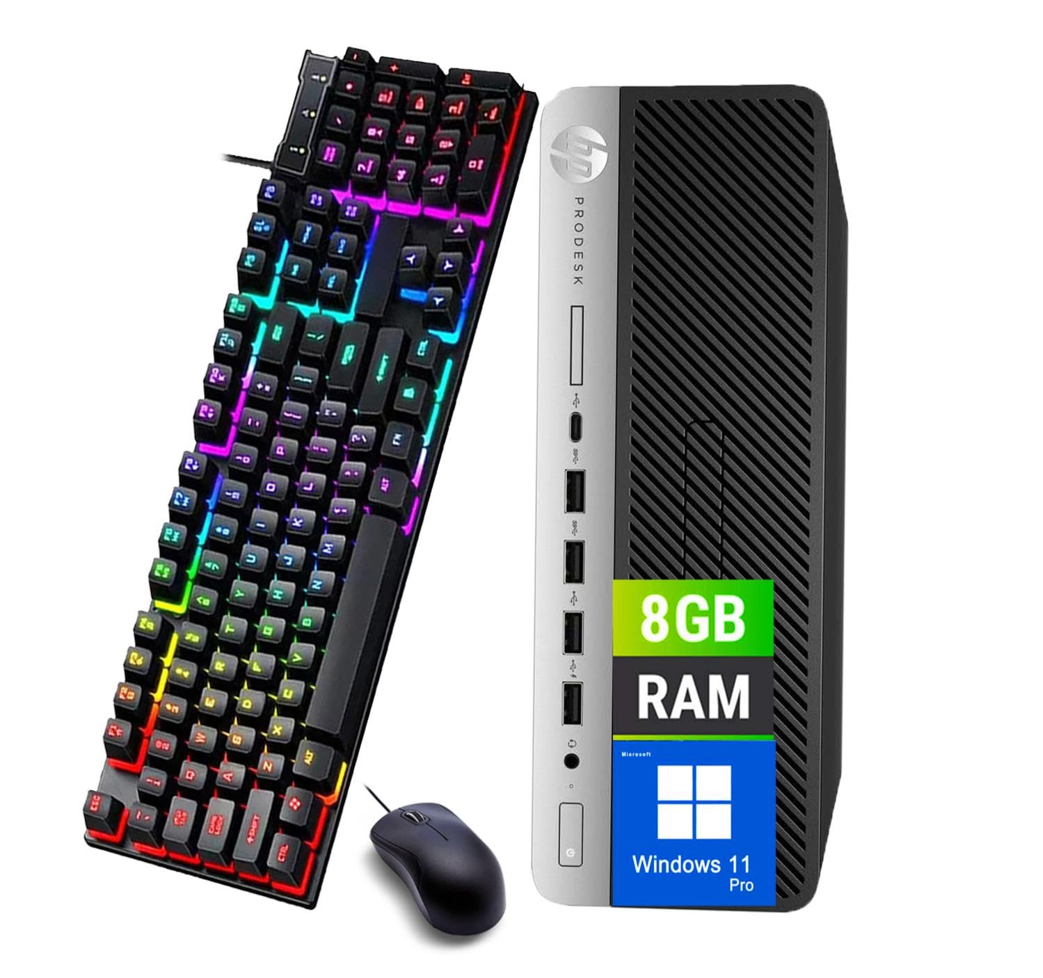HP ProDesk 600 G3 SFF PC Ordinateur de Bureau, Intel Core i5-6500, 8 Go RAM, SSD 256 Go, Bluetooth, Clavier QWERTY, Souris, USB WiFi, Windows 11 Pro (reconditionné)