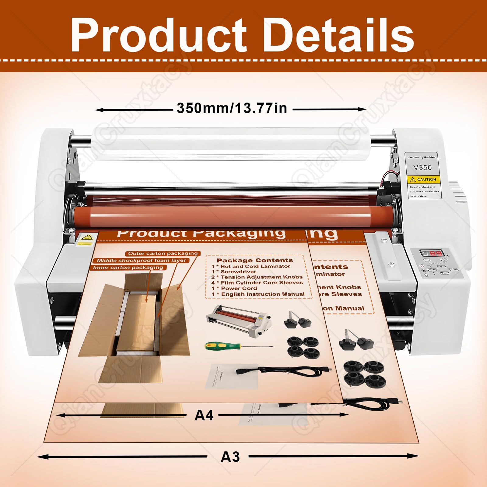 Plastificadora V350, Laminadora De Rodillos Calientes Y Fríos, con Control De Temperatura, De Una Y Dos Caras, Calentamiento Rápido, Ideal para Escuelas Y Oficinas