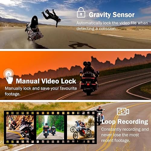 Miniatura 9 de Vsysto motocicleta DVR cuerpo completo impermeable WiFi Dash Cam 1080 p cámara de visión delantera y trasera Motocam Recorder 130  gran angular Sony
