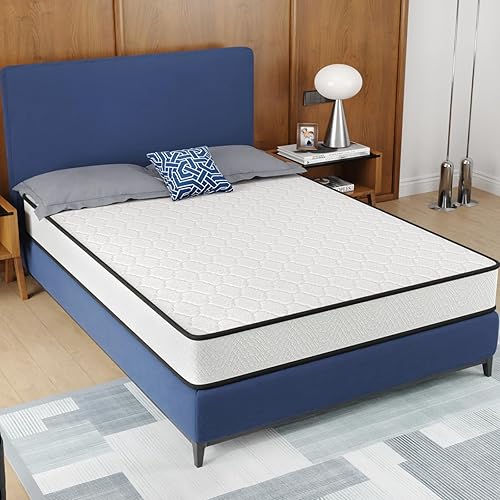 BLKMTY Colchón de tamaño individual de 6 pulgadas, colchón de resortes interiores con colchón de espuma de alta densidad, colchón de resortes