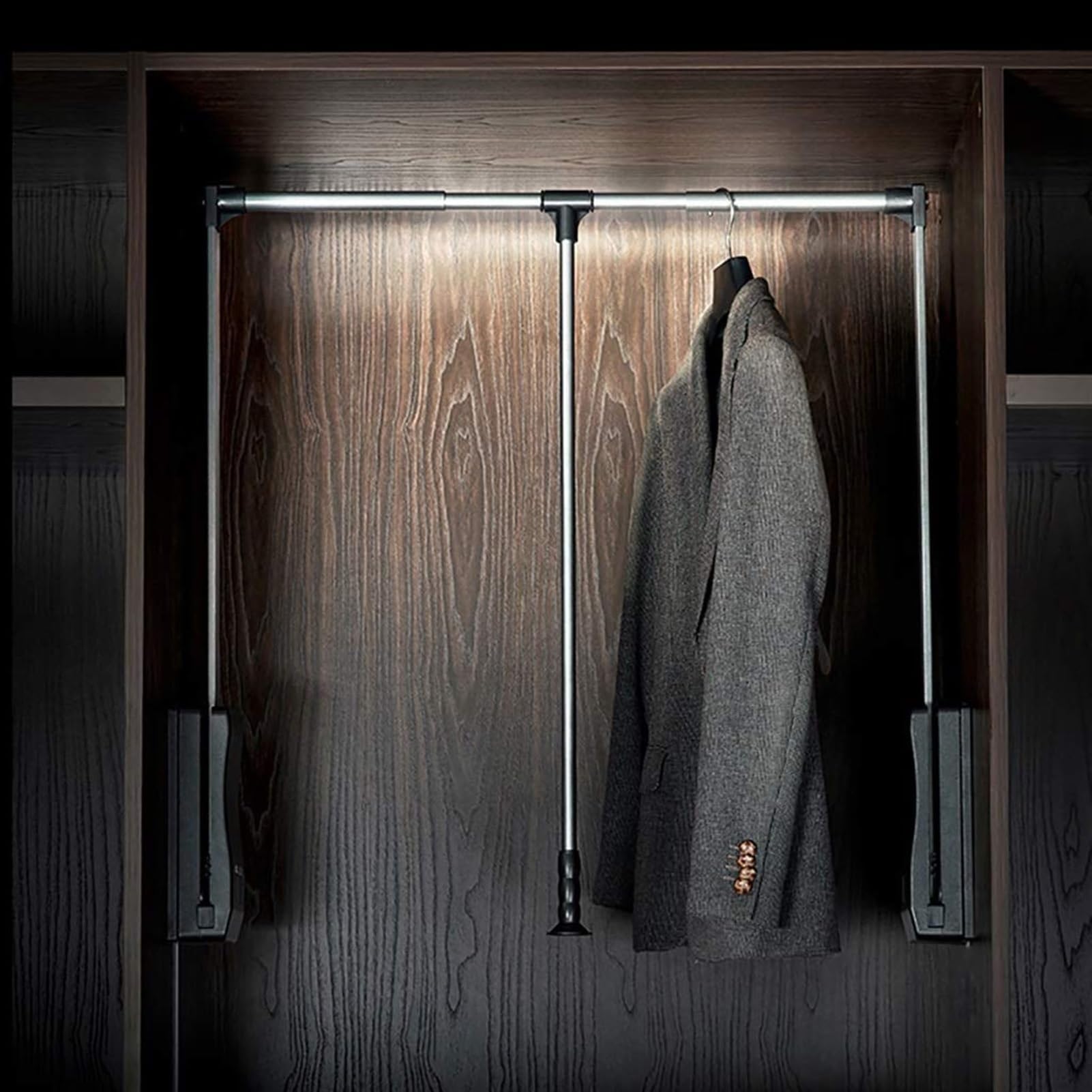 HTTGDGDH Extendable Pull-Out Closet Rod - Adjustable Wardrobe Clothes Rail, Heavy-Duty Pull-Down Hanger, Versatile Storage Solution For Trousers & Garments, Supports 25Kg,690-920mm