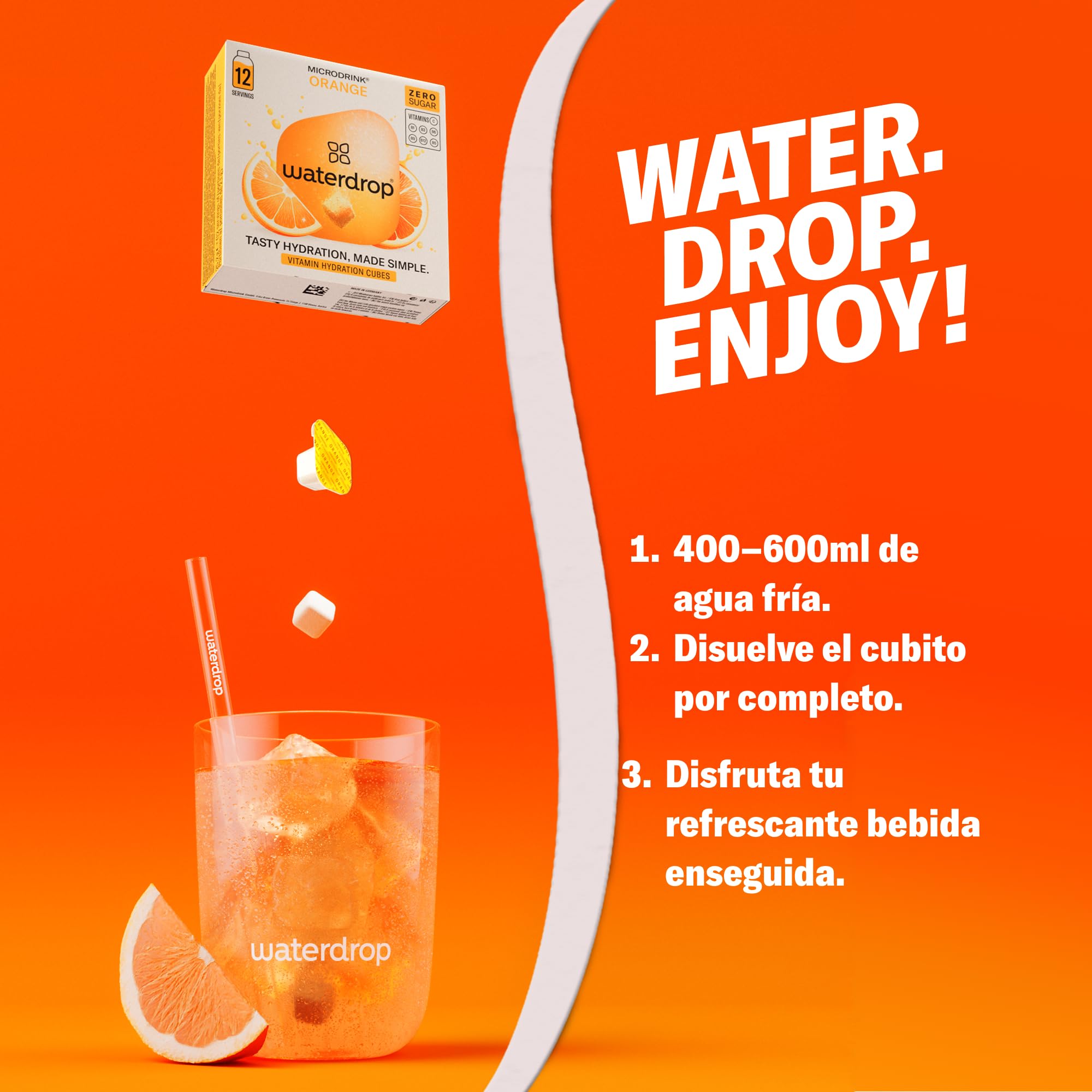 waterdrop® Mix Sabores de Frutas, 36 Pastillas Saborizantes Para Agua, Bebidas Sin Azúcar, Sabores Agua: Naranja, Limón, Pomelo, Refresco Instantaneo, Sobres