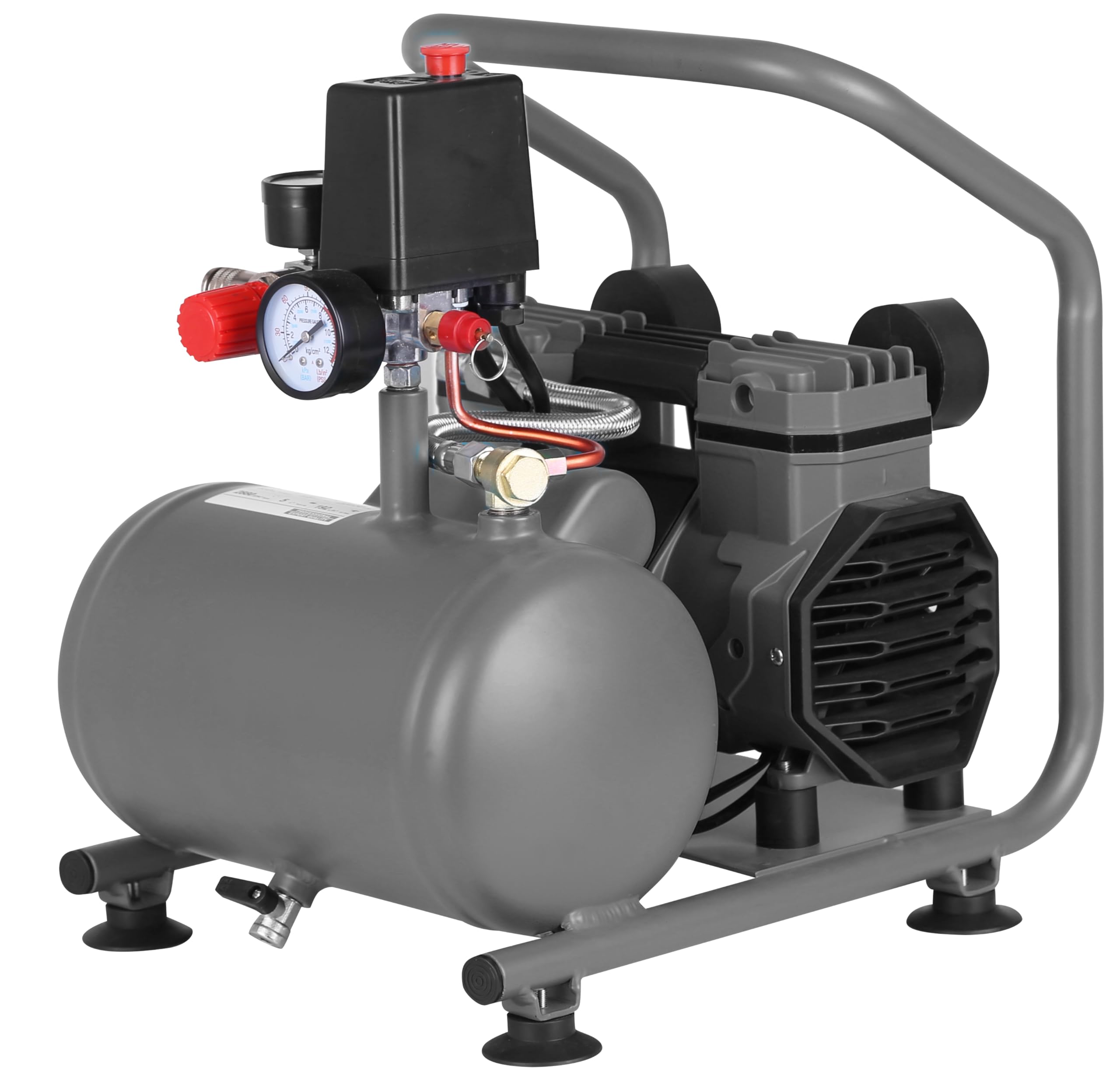 Compresor de aire profesional con certificado CE SILENCIOSO, 6 litros 1.5 CV 8 Bares