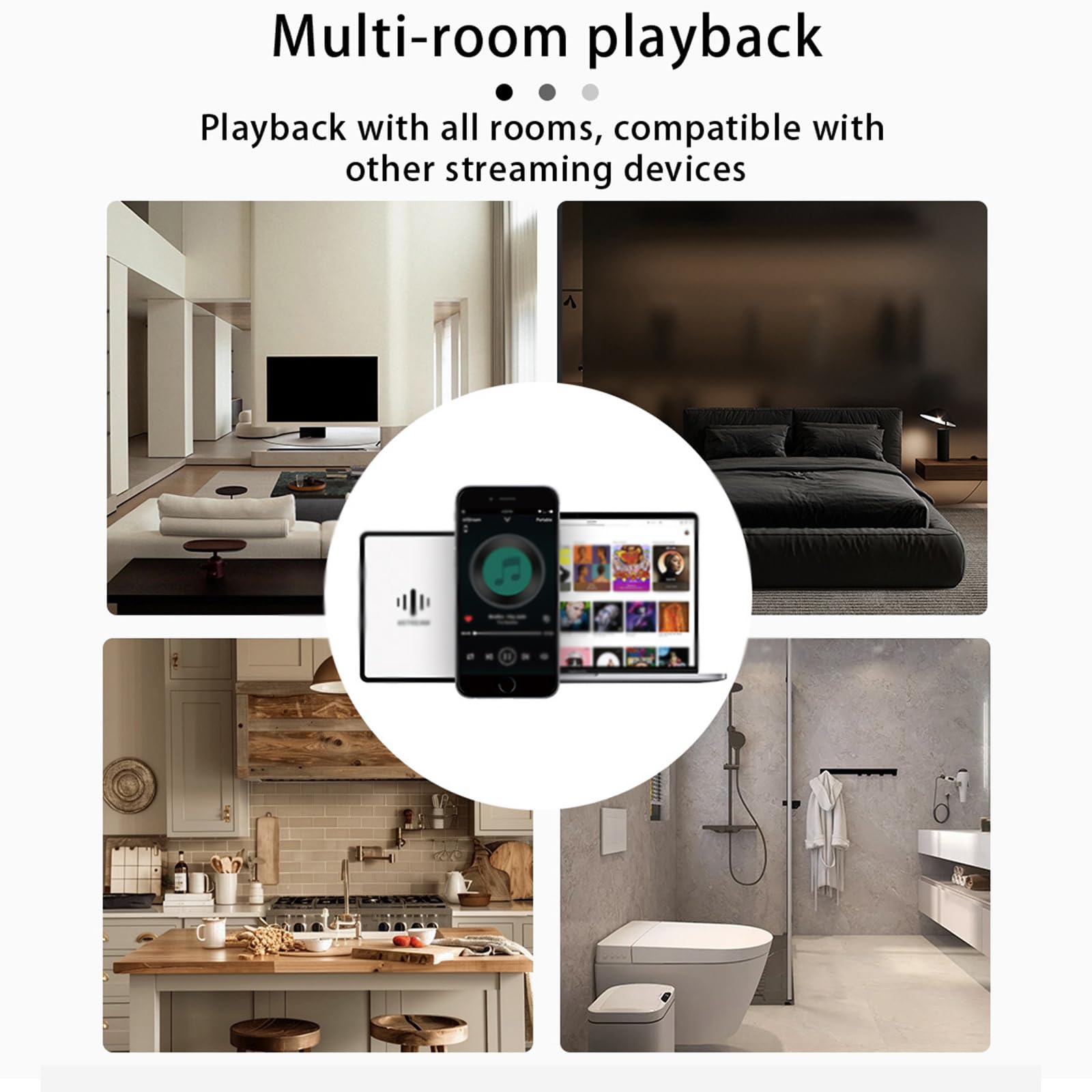 Multiroom Streamer muzyczny – strumieniowy odtwarzacz audio z wieloma opcjami przesyłania strumieniowego, kompatybilny z urządzeniami mobilnymi, kompaktowa konstrukcja do użytku kina domowego i studia