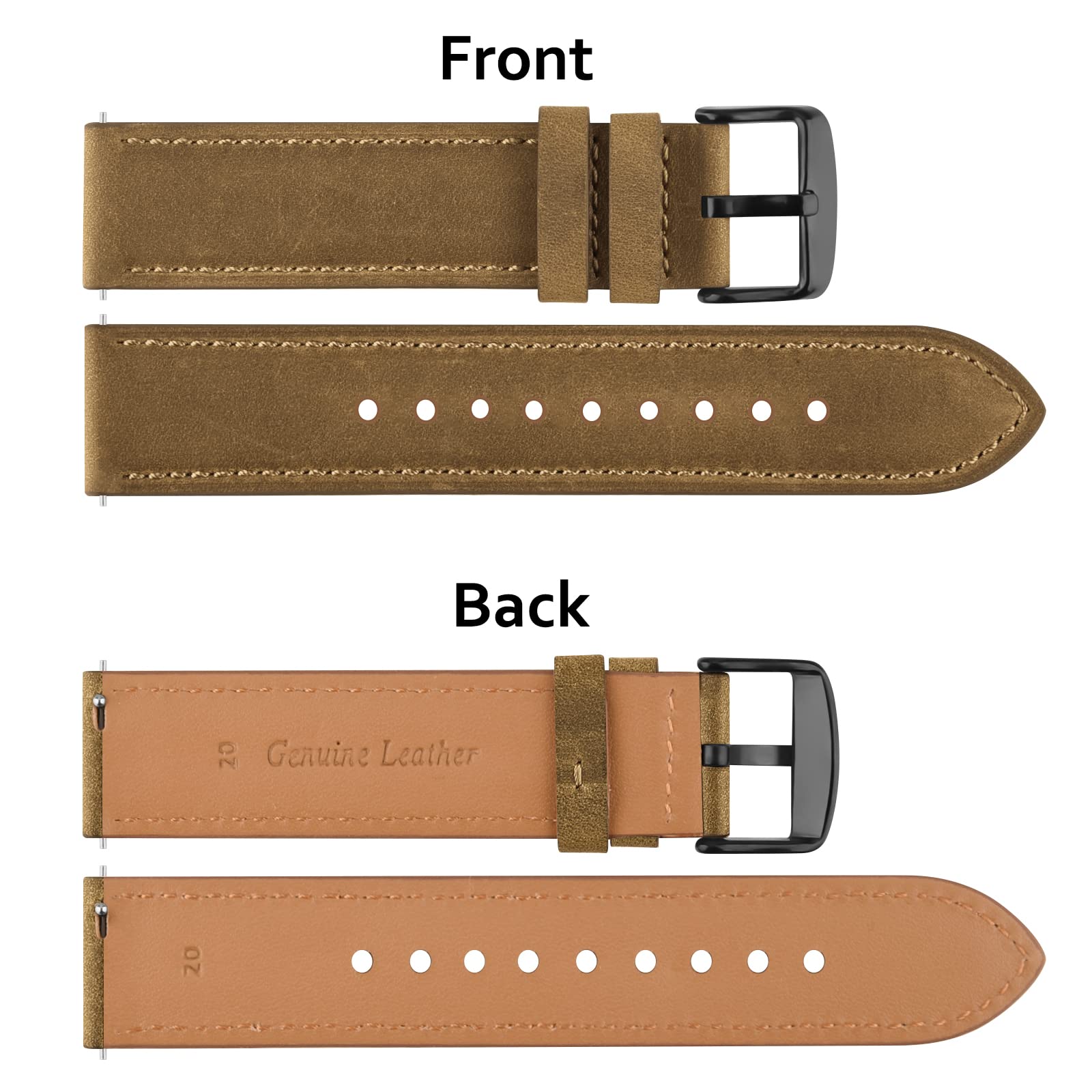 Leather Band for Garmin Venu Sq/Sq 2 Music, Vivoactive 3/3 Music, Forerunner 55/645/245, Vivomove HR, Instinct 2S, Fenxi 7S - Image 2