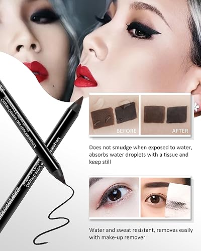 Miniatura 4 de Lápiz delineador de ojos de gel negro con sacapuntas, 1 delineador de ojos de gel negro mate resistente a las manchas, a prueba de decoloración,