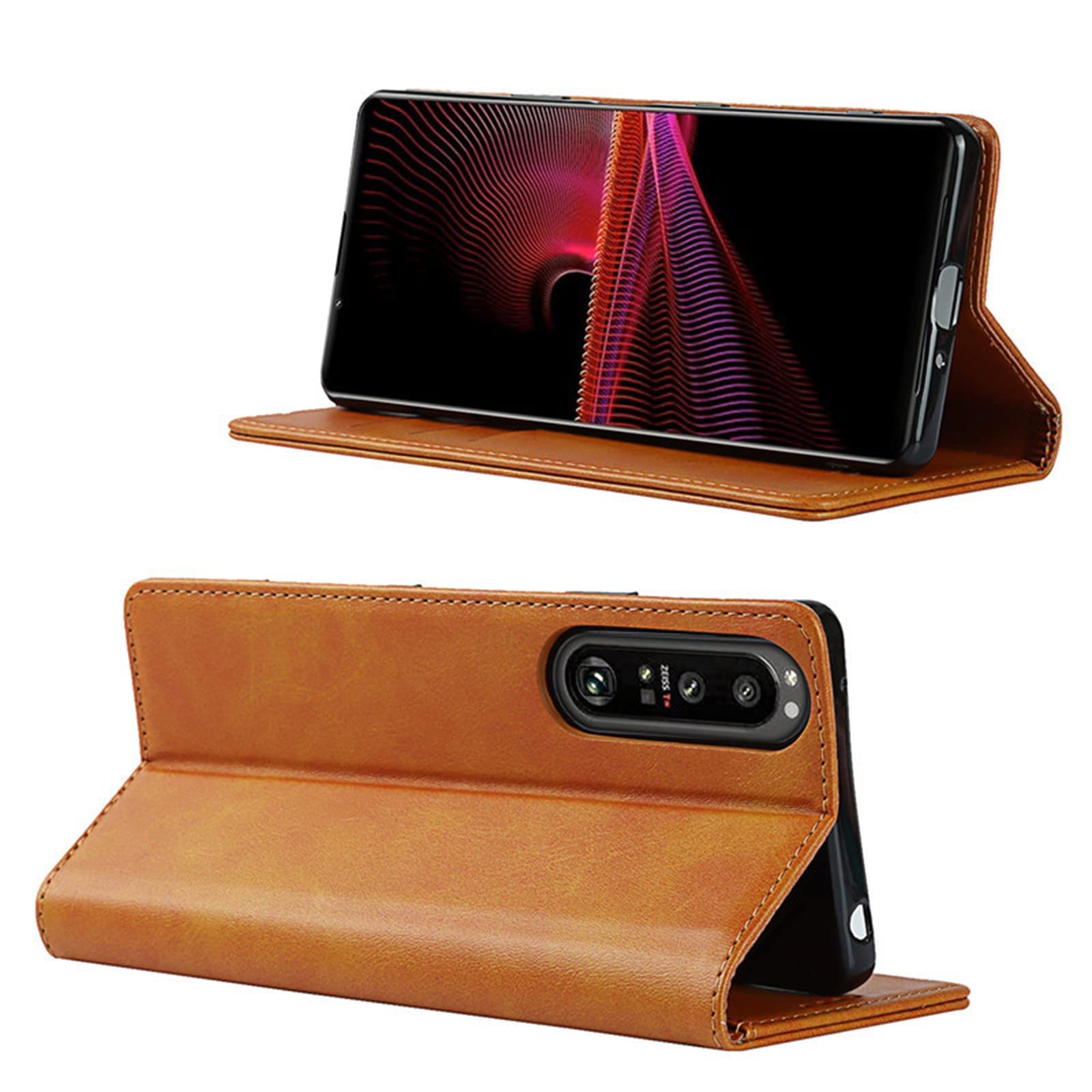 PIXFAB Custodia A Portafoglio In Pelle Per Sony Xperia 1 IV 5G | Chiusura Magnetica, Slot Per Carte E Cavalletto | Nero