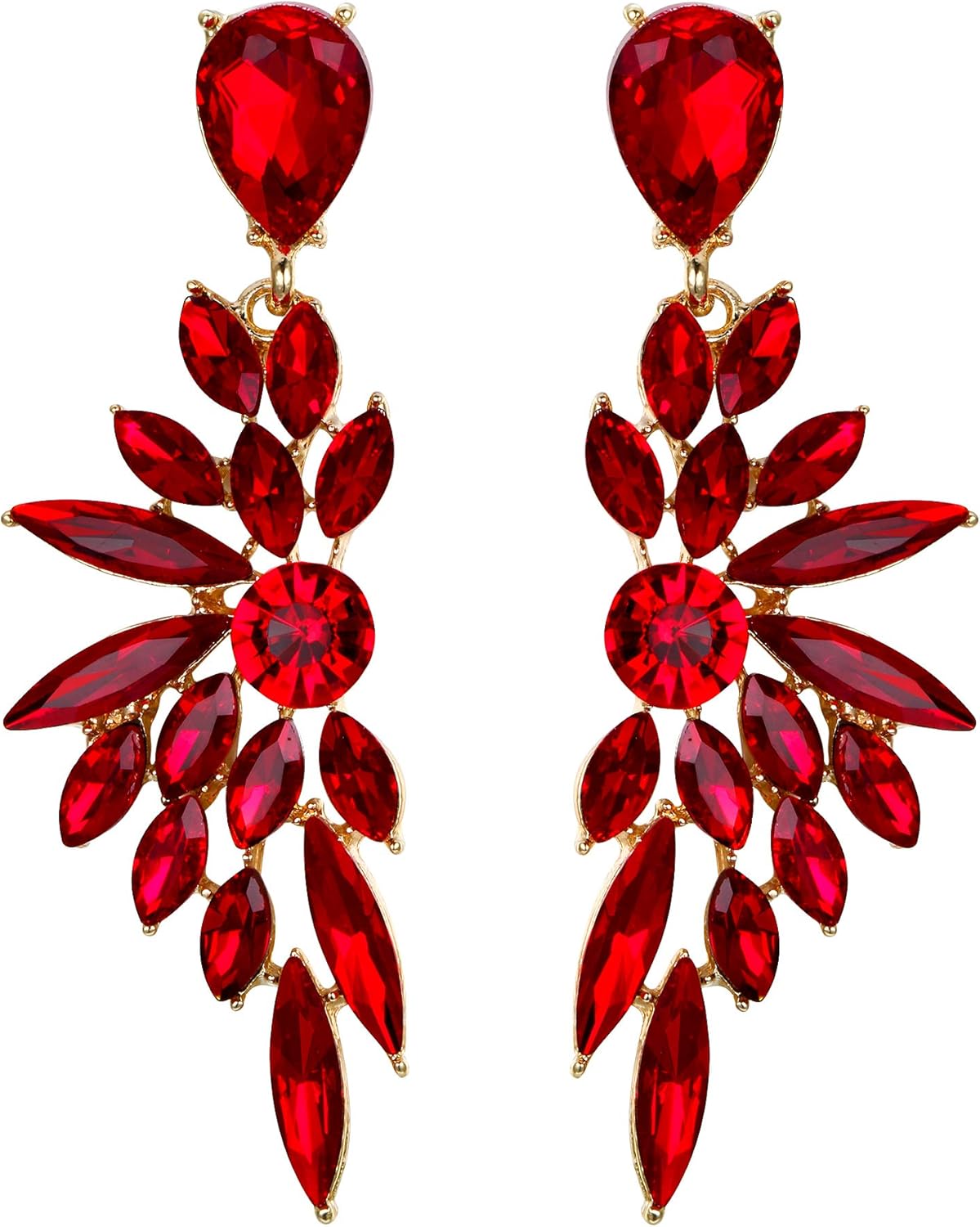 BriLove Women's Wedding Bridal Crystal Teardrop Multi Marquise Cluster Bling Dangle Earrings