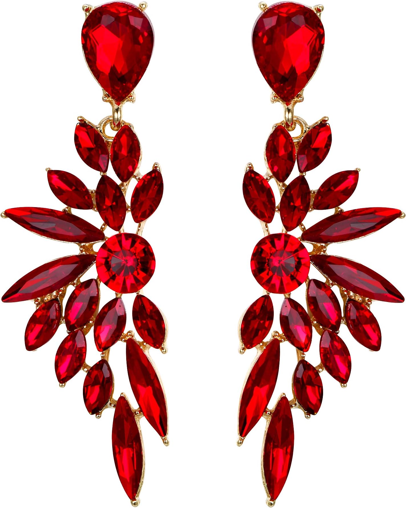 BriLove Women's Wedding Bridal Crystal Teardrop Multi Marquise Cluster Bling ...