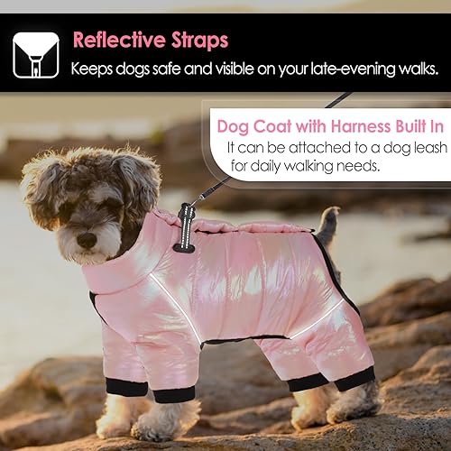 Miniatura 10 de AOFITEE Abrigo para perro, chaqueta impermeable para invierno para perro, traje de nieve cálido de cuerpo completo, chaleco de forro polar con