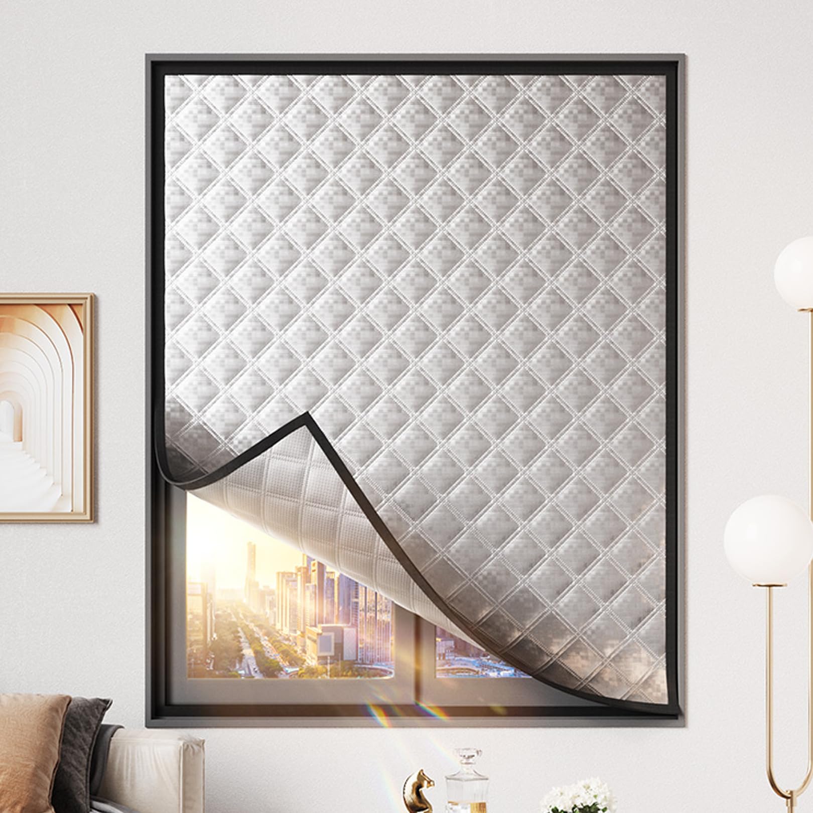 Kits D'isolation Pour Fenêtres, Rideau de protection thermique pour portes et fenêtres, Coupe-vent, Protection Contre le Froid, Au Bruit, Pour Chambre à Coucher De Salon, Personnalisable (148x220cm)