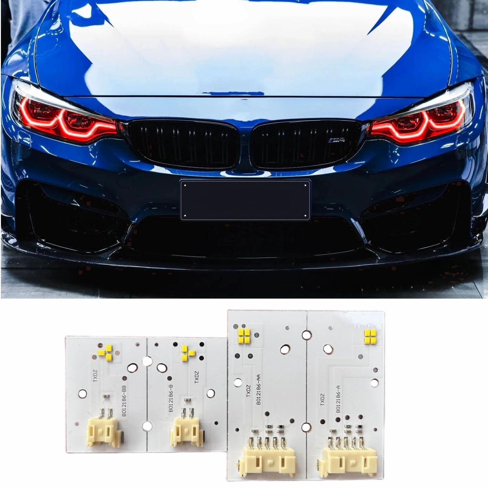Yellow DRL Boards For 2018-2020 B-MW F80 M3 F32 F82 M4 F36 LCI 425d 430d 430dX 430i 430iX 435dX 440i 440iX Adaptive Headlight, Angel Eye, 63117493229, 63117493230 (Red)