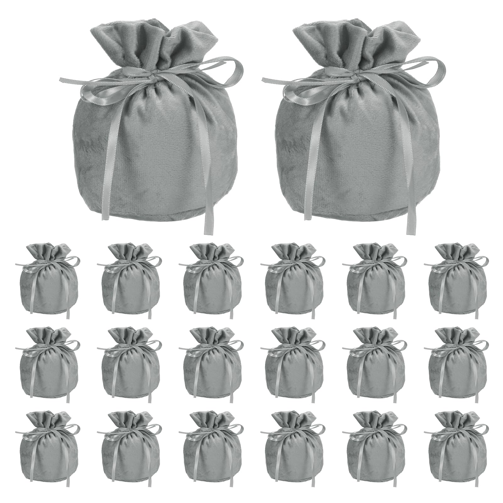 PATIKIL Velvet Drawstring Bags, (6 x 5 Inch, Dark Grey) (20 Pcs), Flannel Jewelry Bags Mini Candy Packaging Storage Pouches, Suit for - Wedding/Favor/Party/Birthday