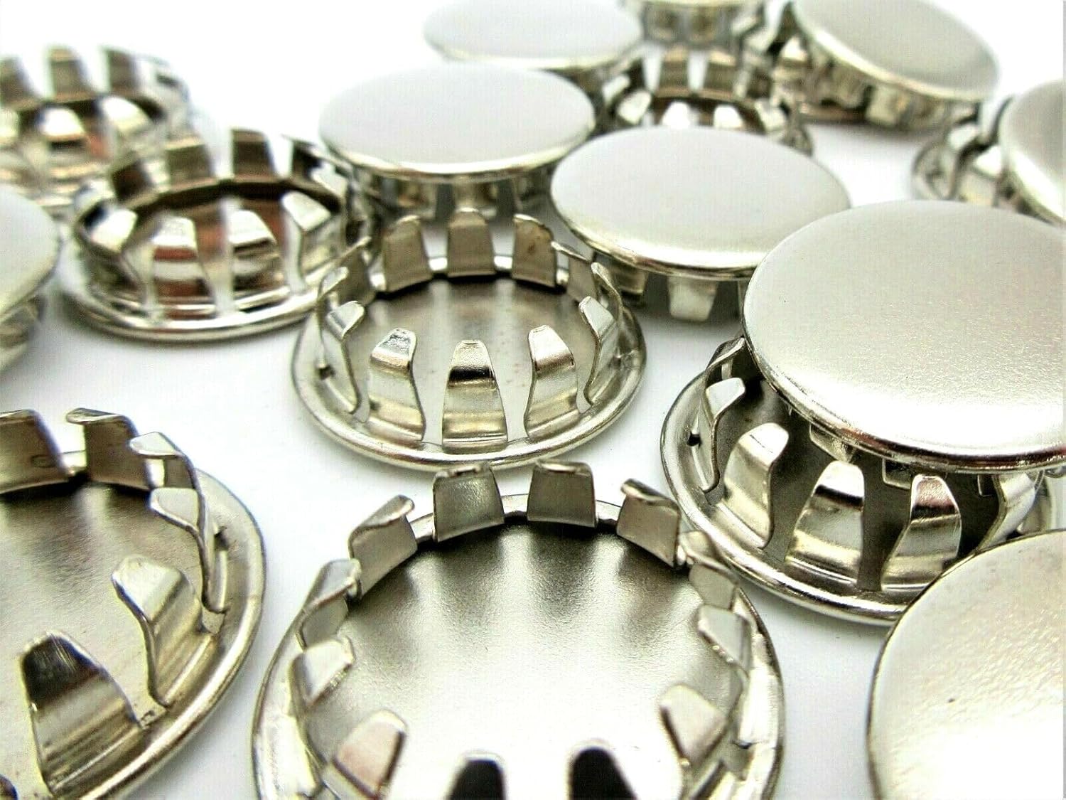 Steel Panel Hole Plugs Snap in Nickel Plated Bright Silver Finish Metal Covers (Item Diameter: 1/2", Pack Quantity: 6 Pack)