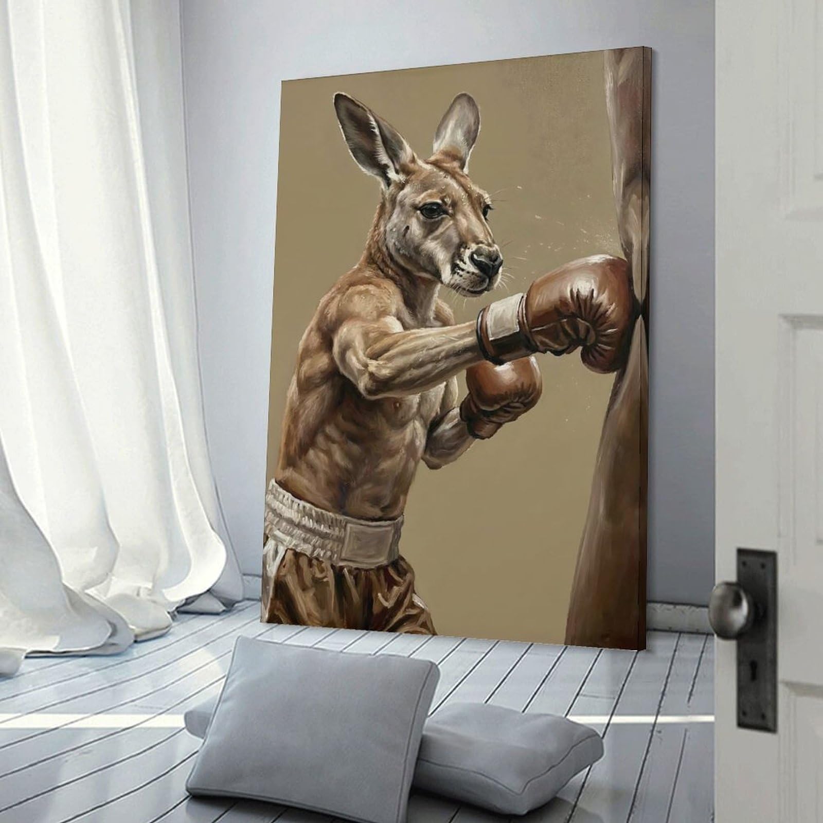 Junmoney Boxing Kangaroo Punching Bag Art Decorative Wall Artwork, 24x36inch(60x90cm), for Corridors, Hallways Or Apartment Entries, Home Artwork for First Impressions