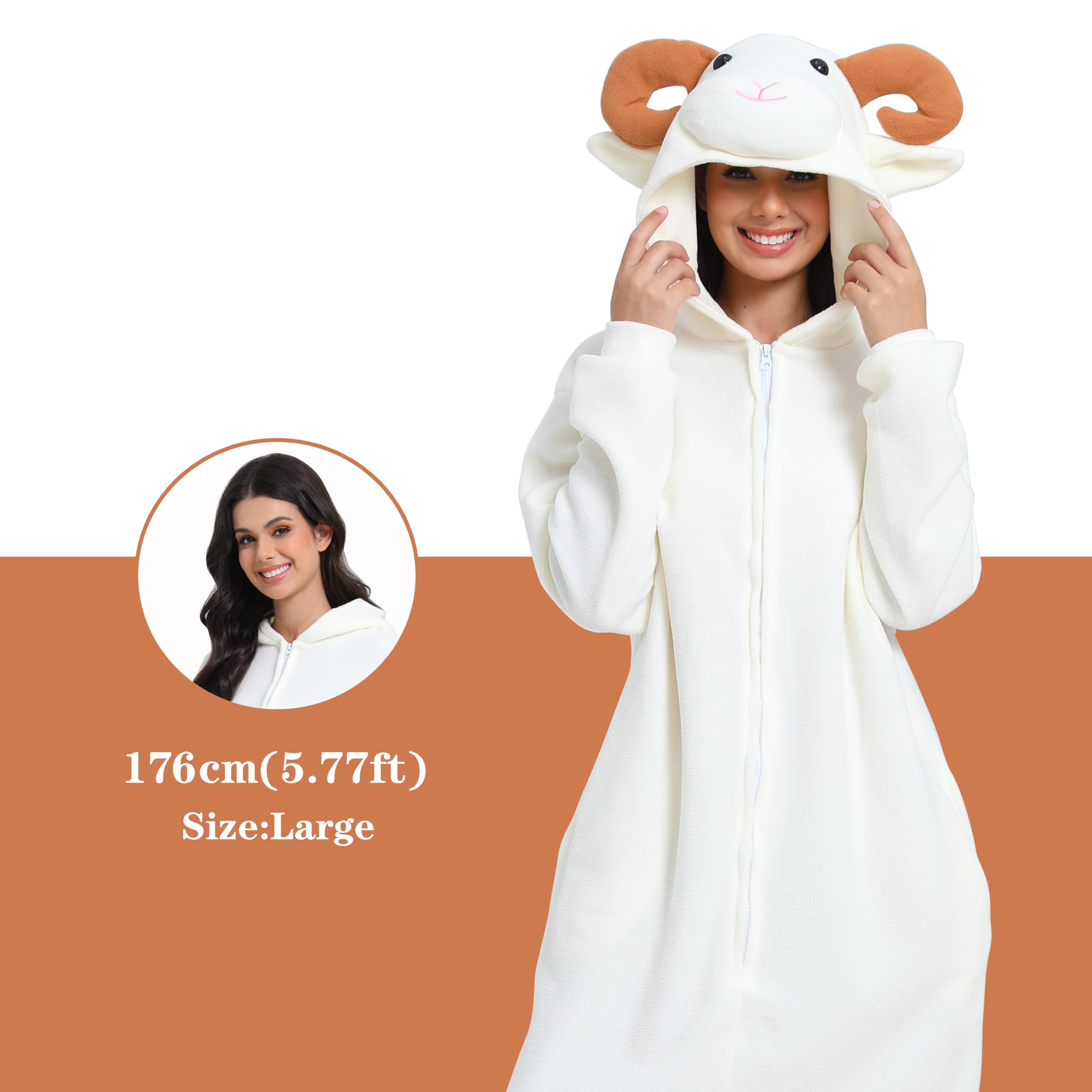 NAITOKE Disfraz de animal para adultos, disfraz de Halloween, pijama de una pieza para mujeres, hombres y adolescentes