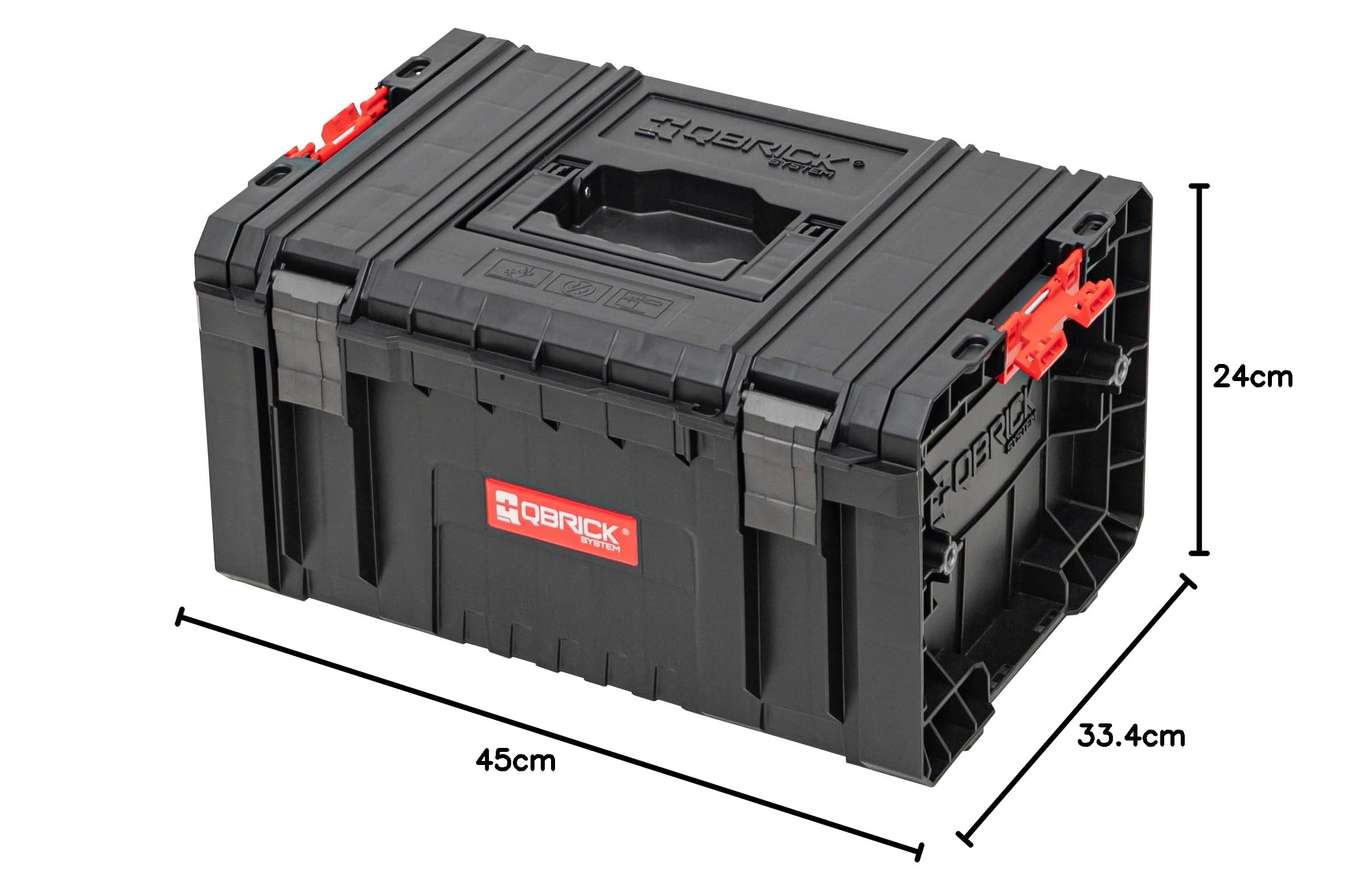 Qbrick System Werkzeugkoffer Werkzeugkasten Leer Werkzeugkiste PRO Toolbox 2.0 Schwarz Rot 450 x 334 x 240 mm