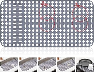 Upgraded Silicone Sink Mat 28"x14" Sink Protectors for Kitchen Sink with Rear Drain/Center Drain,Sink Rack for Bottom of Sink, Kitchen Sink Mats for Bottom of Stainless Steel/Porcelain Sink