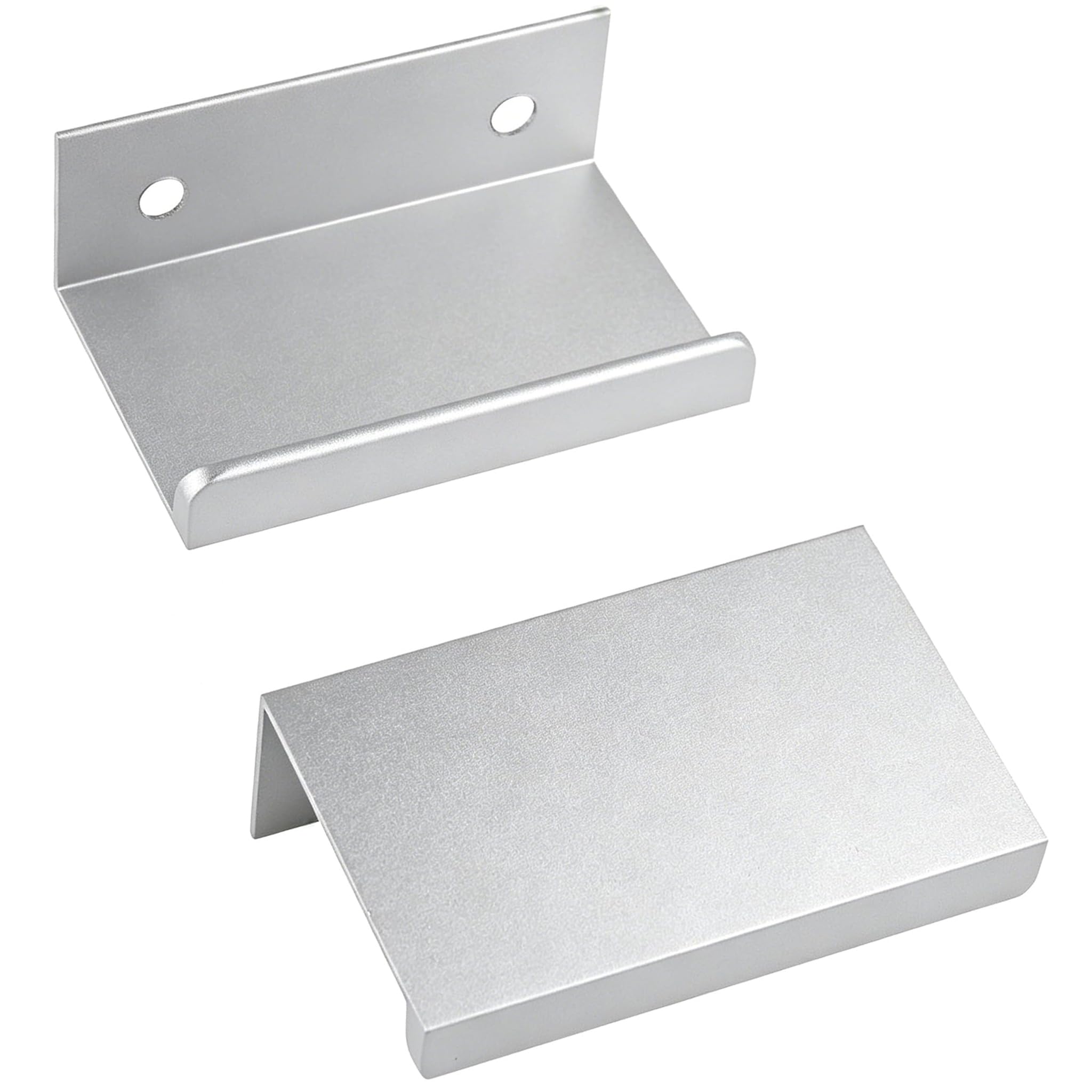 LC LICTOP 1.97 Inch Silver Finger Pulls for Cabinet 6Pcs, 1.26 Inch Hole Spacing, Aluminum Alloy Edge Pulls Furniture Handle, Back Mount Concealed Handles for Cupboard, Drawer, Dresser, Wardrobe