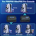 Kawaye PS5/Slim/Pro Stand and Cooling Station for PlayStation 5 Consoles, PS5/Pro/Slim Accessories with 3-Level Cooler Fan, PS5 Controller Charger, Cooling Satnd, Headset Holder, 15 Game Slots, Black