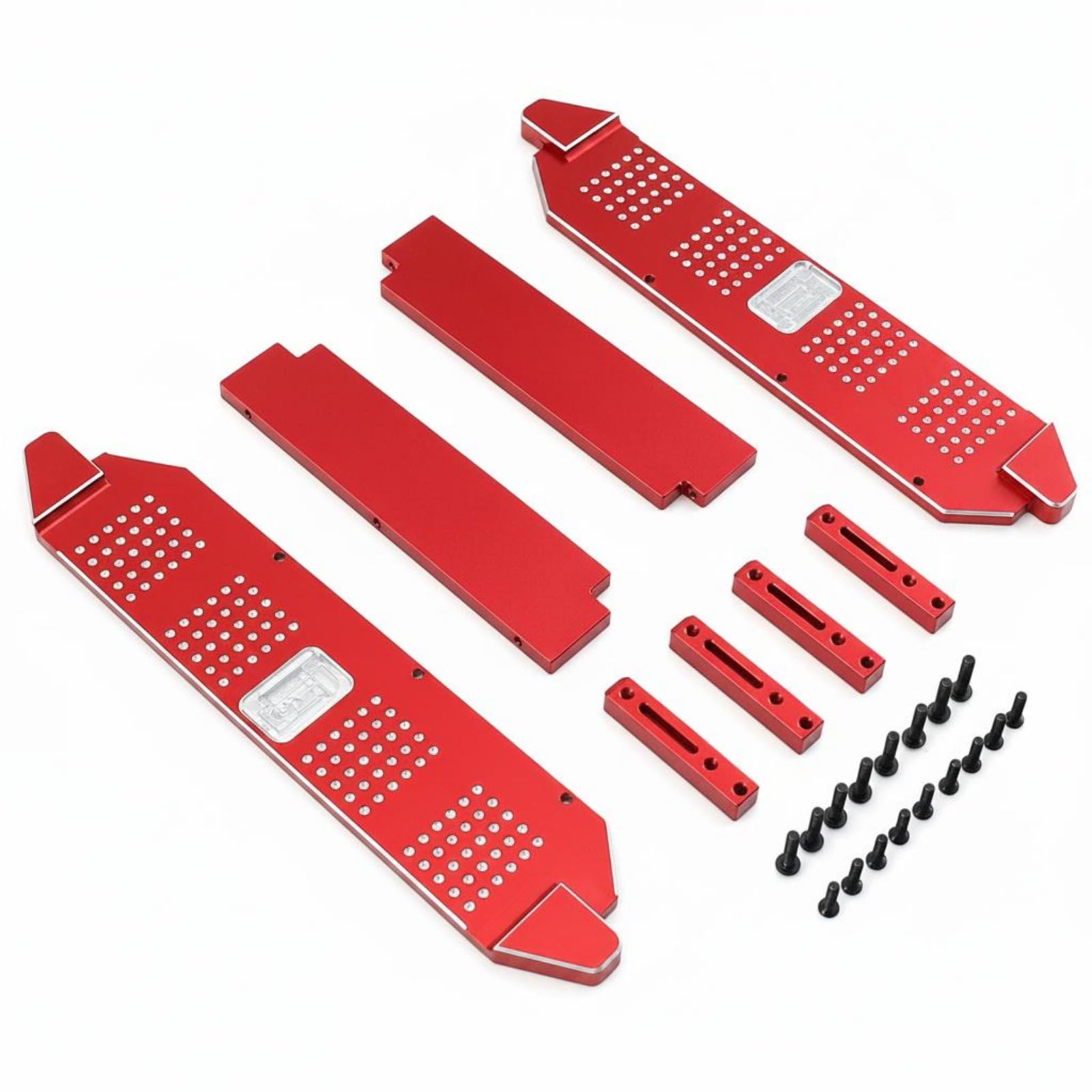 Baoblaze Pedal de Aleación para Camión RC Estribo Lateral Paso Lateral Escalón Tablero Lateral de Aluminio con Textura Antideslizante Aspecto Detallado, Rojo, Rojo