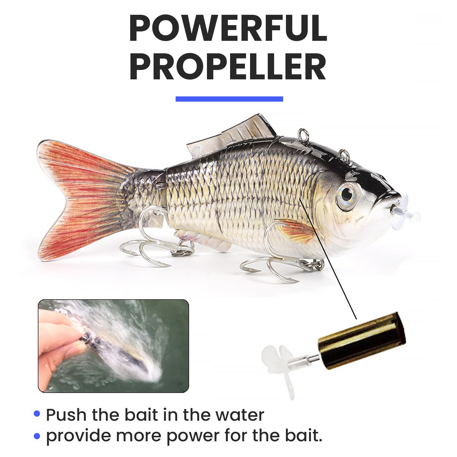 Leurre de pêche électrique robotique multi-articulé rechargeable USB avec lumière LED verte pour brochet perche truite