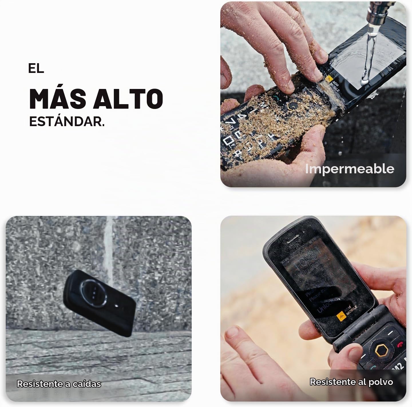 AGM M8 Flip Flip Phone sin Contrato, teléfono móvil 4G Senior con Botones Grandes, Resistente al Agua y a Las caídas, SOS, Compatible con audífonos, marcación rápida/1500 mAh/104 dB Altavoz