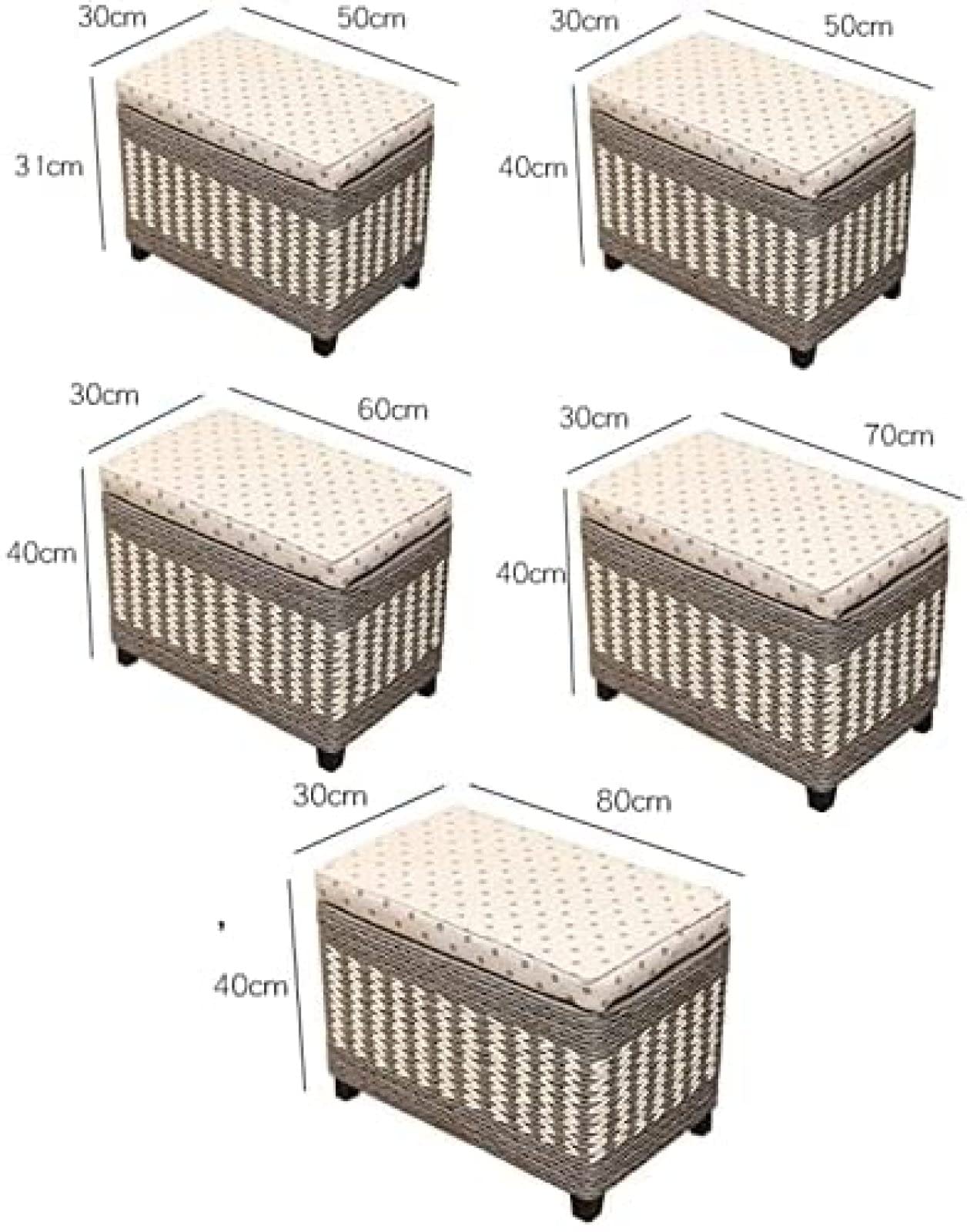 Panca portaoggetti multifunzionale in rattan intrecciato per scarpe e giocattoli, 60 x 30 x 40 cm, elegante organizer per la casa, soluzione versatile per ingresso e soggiorno