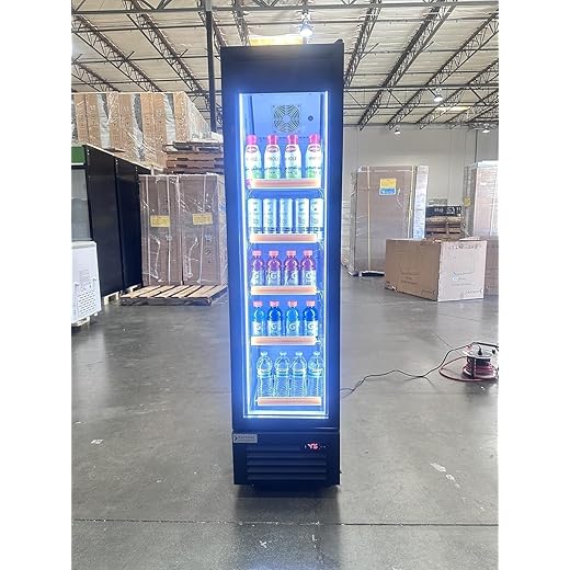 Commercial Beverage Refrigerator Display Fridge,6 Cu Ft Small Slim Single Glass Door Merchandiser Drink Cooler with LED Light Adjustable Shelves,ETL and NSF Approval