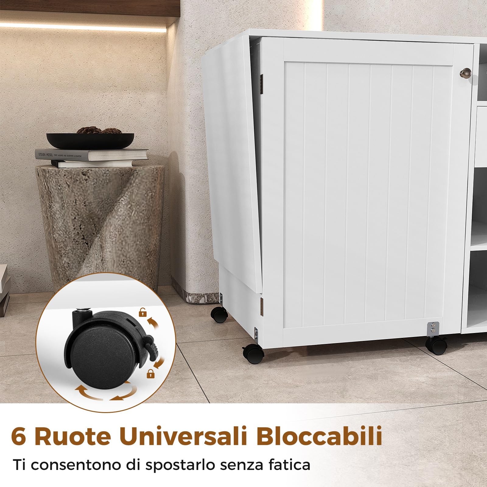 RELAX4LIFE Mesa de costura plegable sobre ruedas, mesa de costura, mesa de trabajo para corte y costura, mesa de costura multiusos con estantes y bandejas, cajón, peldaños, ruedas bloqueables