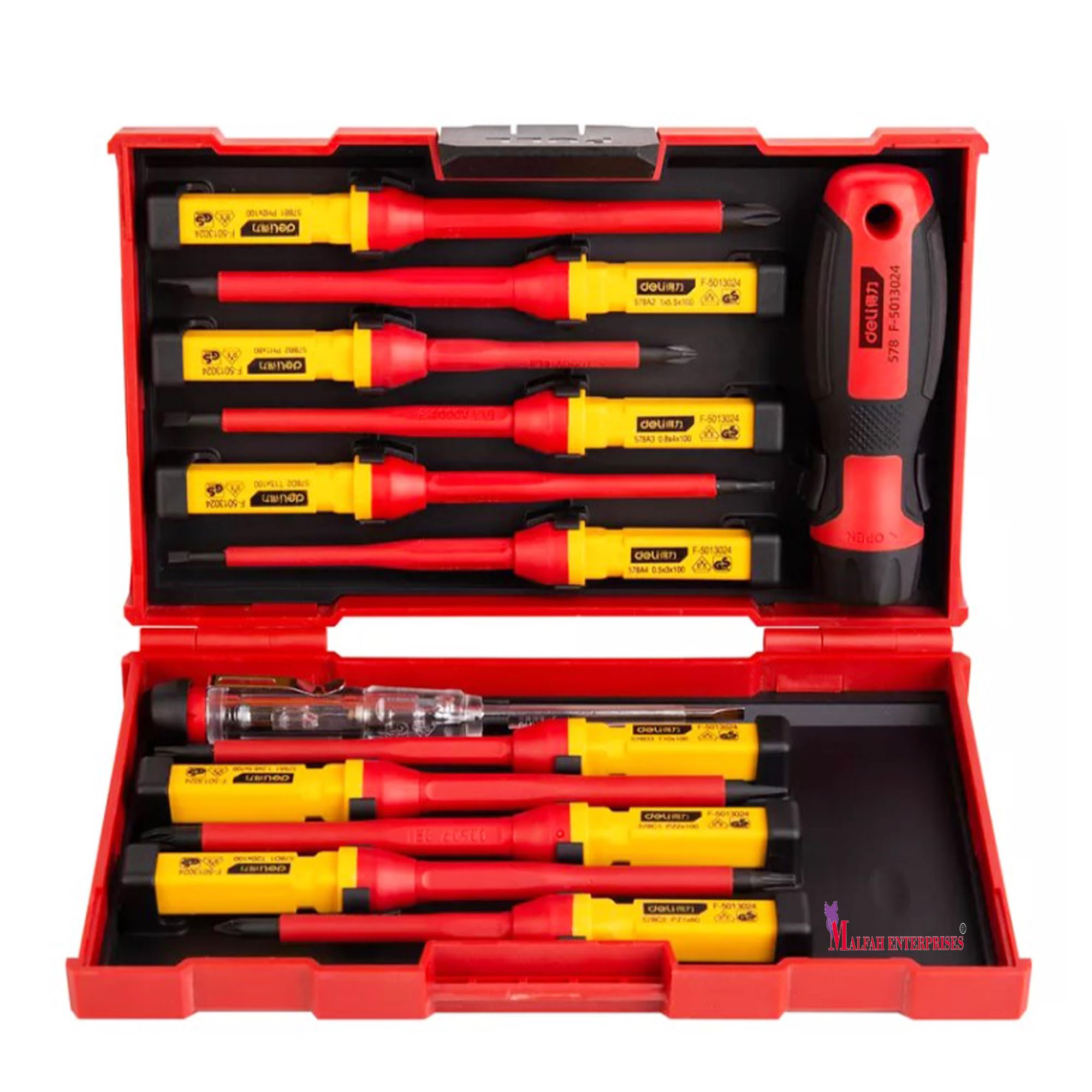 Malfah Enterprises Insulated Screw Driver Tool Set Changeable Magnetic Phillips Slotted Pozi Torx Tips Vde 1000w 12pcs Dl510012 (B0CH58X5KL) Amazon Price History, Amazon Price Tracker