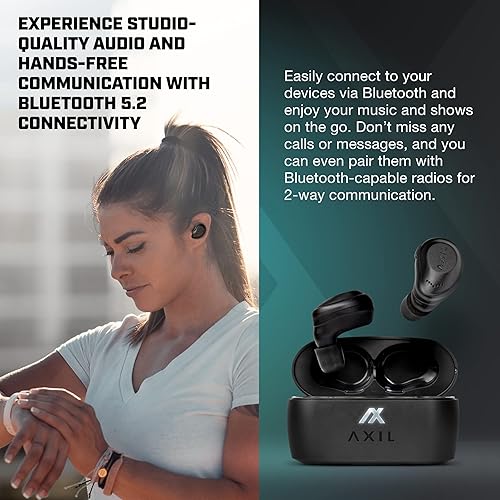 Miniatura 5 de AXIL XCOR PRO Auriculares inalámbricos Bluetooth — Auriculares HearPRO con control táctil — Mejora Bluetooth — Protección auditiva — Resistente al