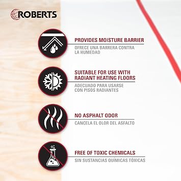 ROBERTS 70-198 Silicone Moisture Barrier Underlayment for Solid & Engineered Wood Floors & LVP - 31.5 in. x 76.25 ft. x 6 mil - 200 sq. ft. Coverage