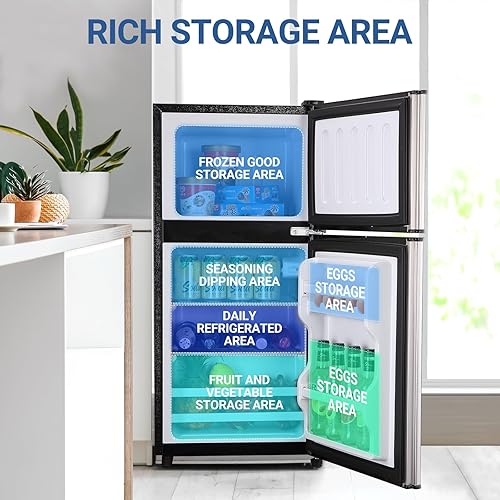 Miniatura 5 de Refrigerador de tamaño de apartamento, refrigerador pequeño de 3.6 pies cúbicos con congelador adecuado para apartamento, oficina, cocina,