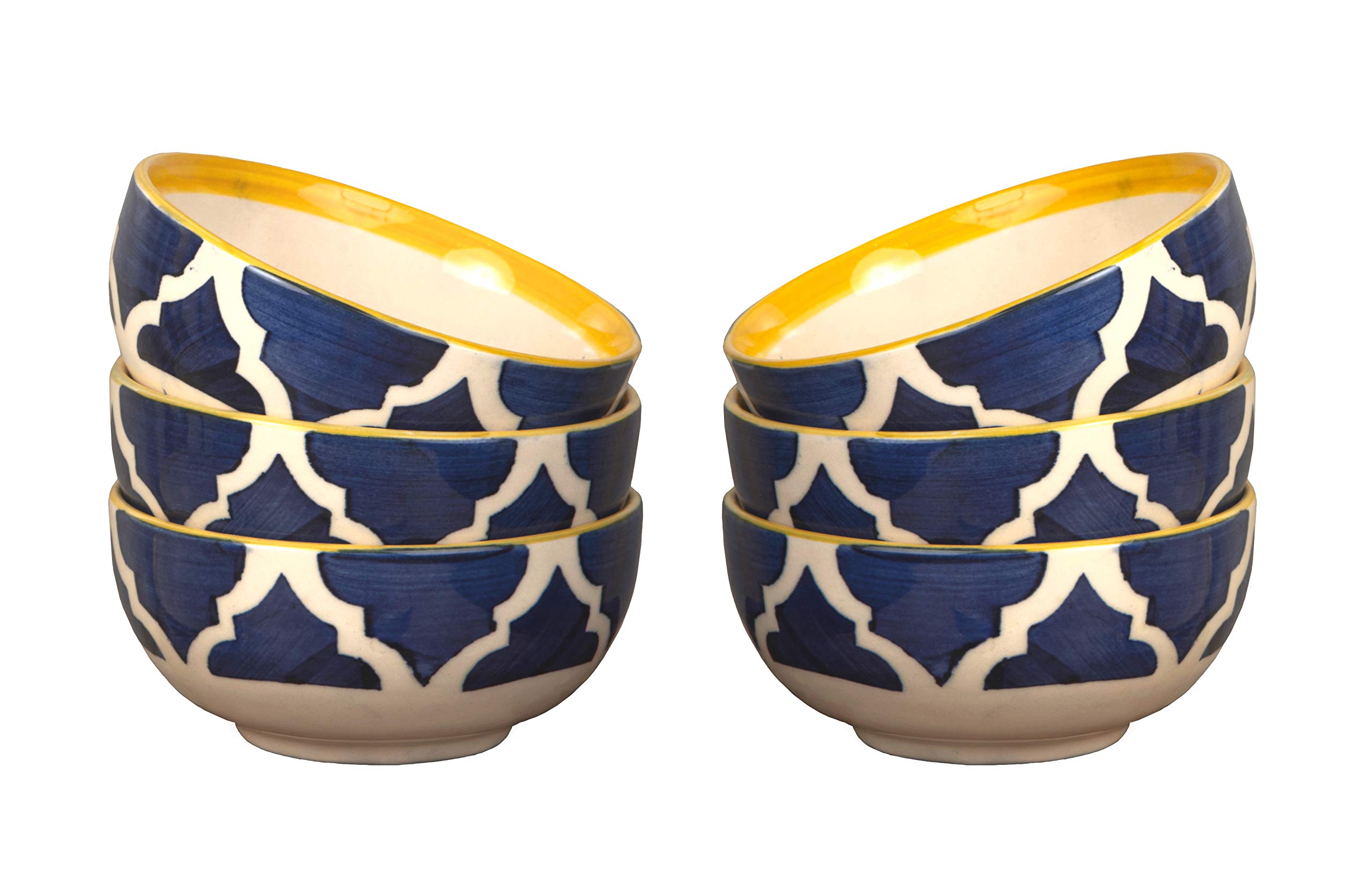 HS Hindustani Saudagar Ceramic Handpainted Serving/Desert Bowl/Snacks Bowl 180 Ml, Set of 6
