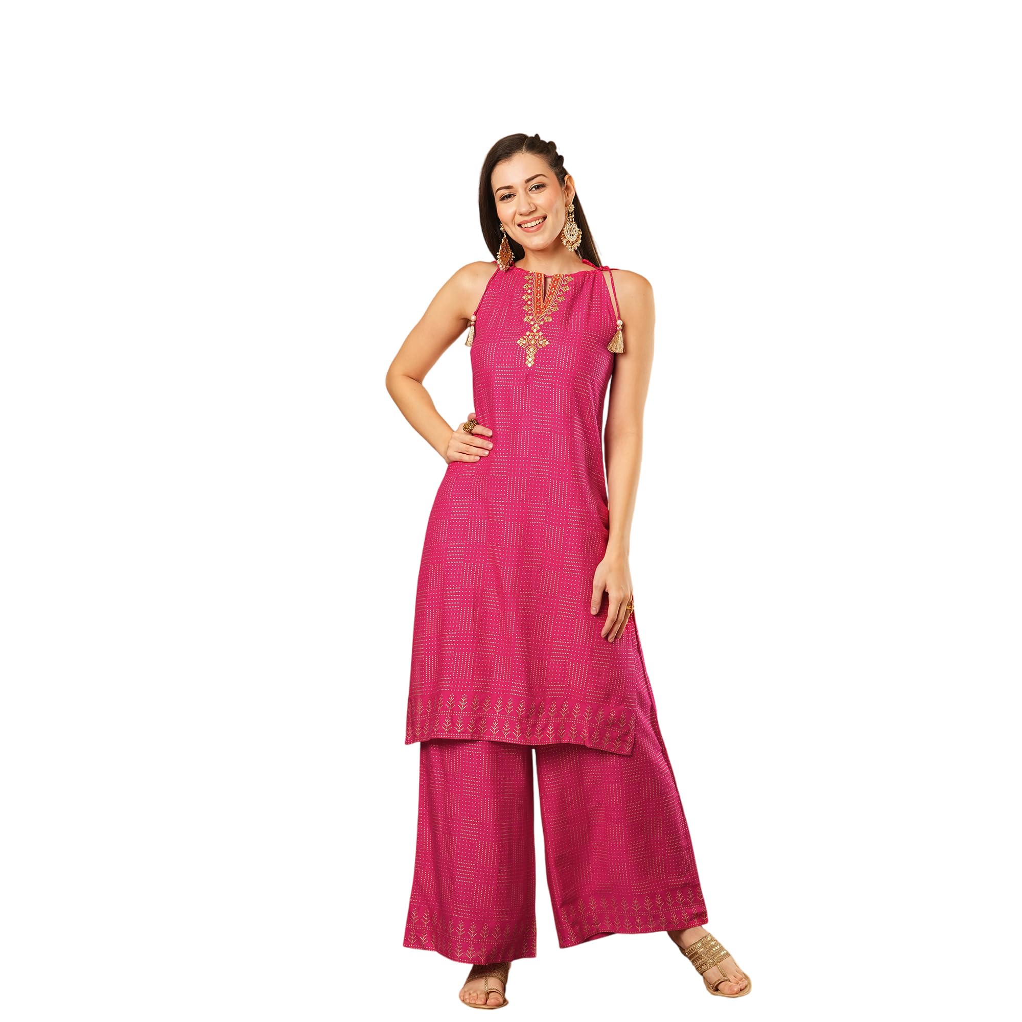Global Desi Women Kurta Set (GS570408_Black_XS) in black