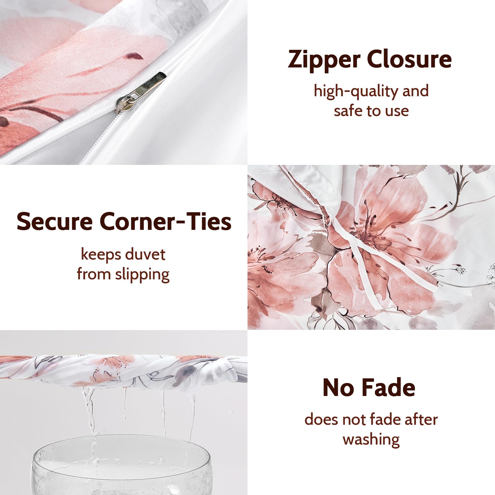 Amazon｜DESIHOM ピンク フローラル 掛け布団カバー キング