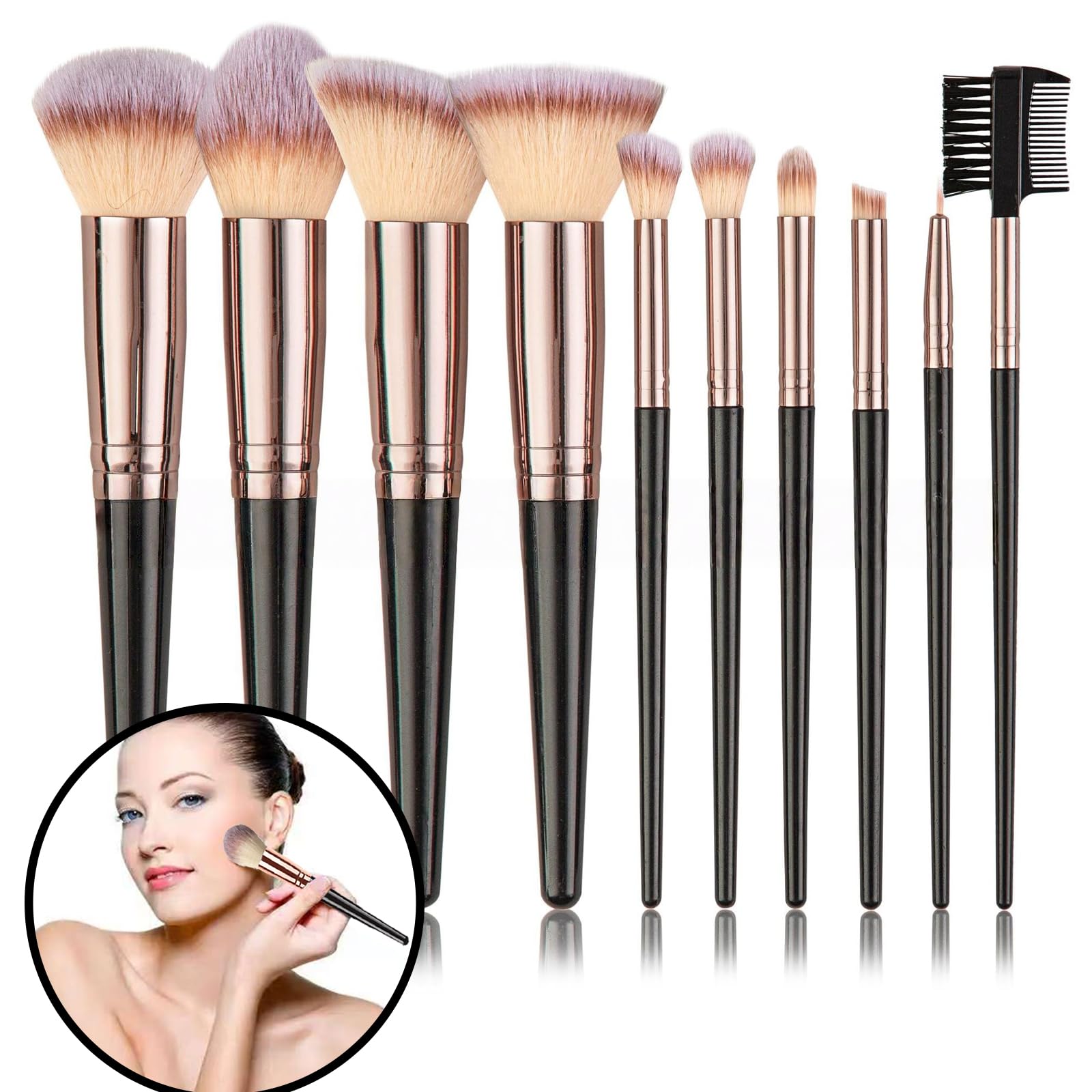 Ensemble de Pinceaux de Maquillage#4 | avec éponge de Makeup, houppette, Tapis de Nettoyage, pour Foundation Blush Concealer Ombres à Paupières Poudre, Contouring